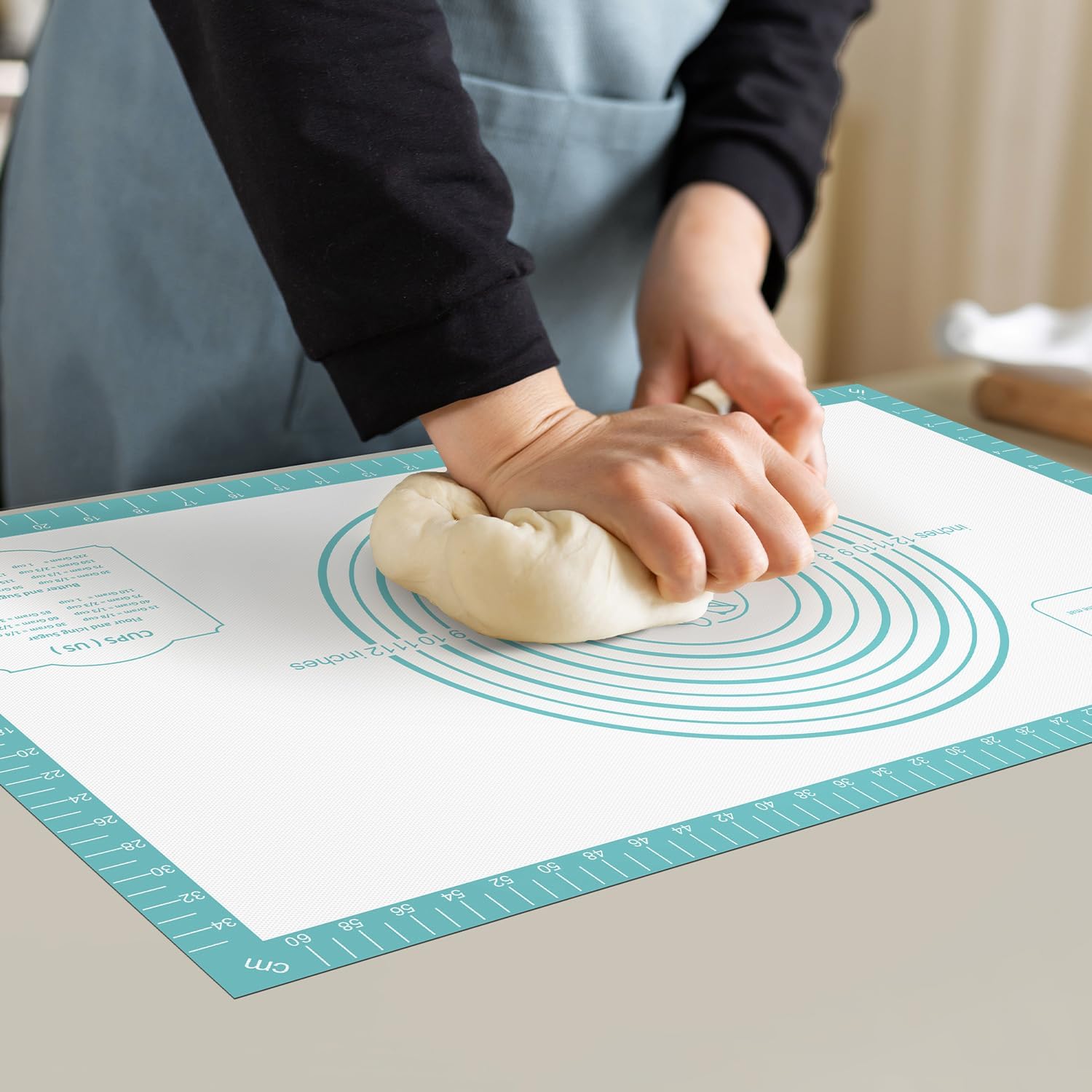 Tapete de repostería antiadherente, tapete de masa para enrollar, tapete de silicona para hornear, para fondanttarta, tapete de encimera de cocina,