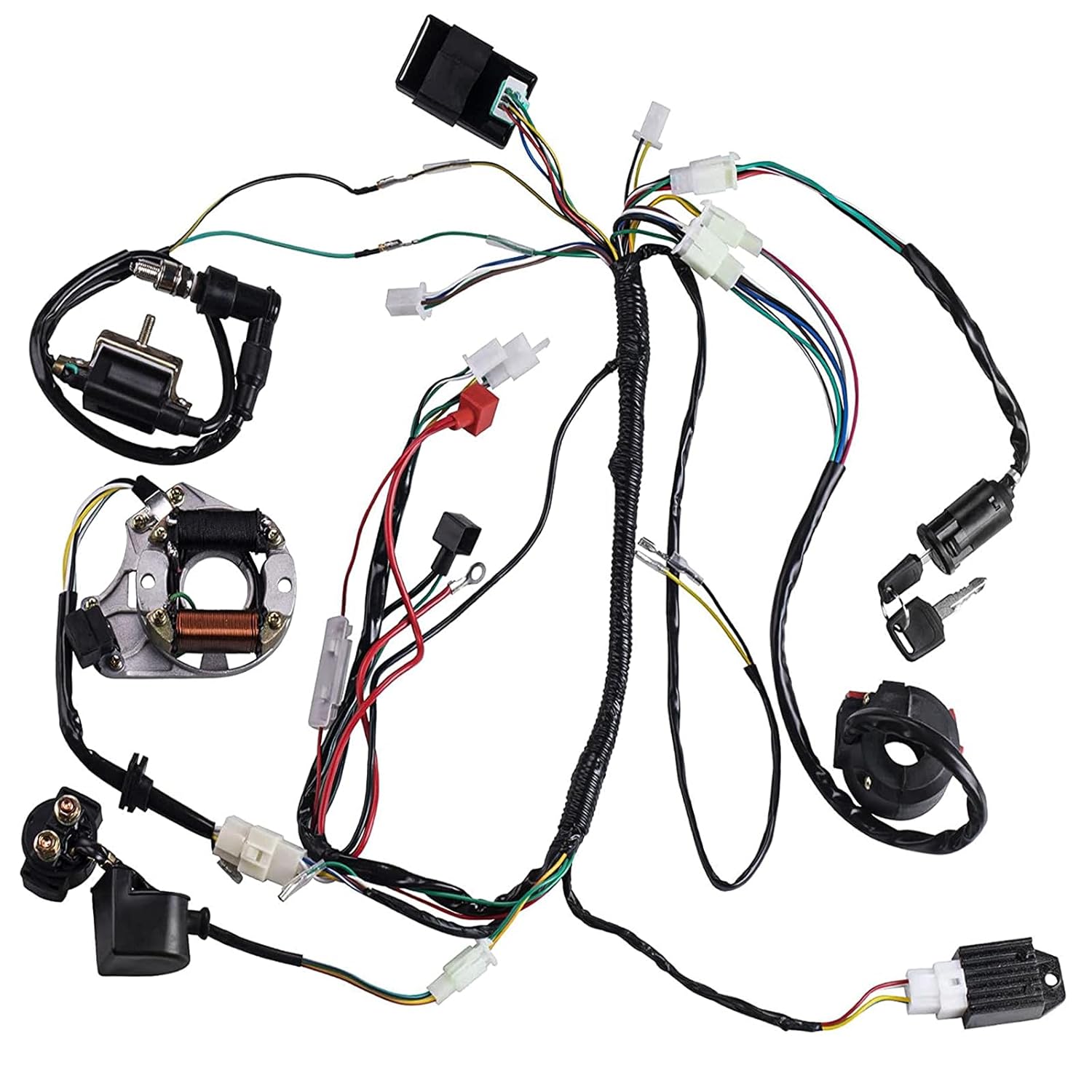 Kit completo de arnés de cableado CDI de bobina de estator de electricidad  Endxedo Kit completo de arnés de cableado para ATV KLX de 4 tiempos, 50