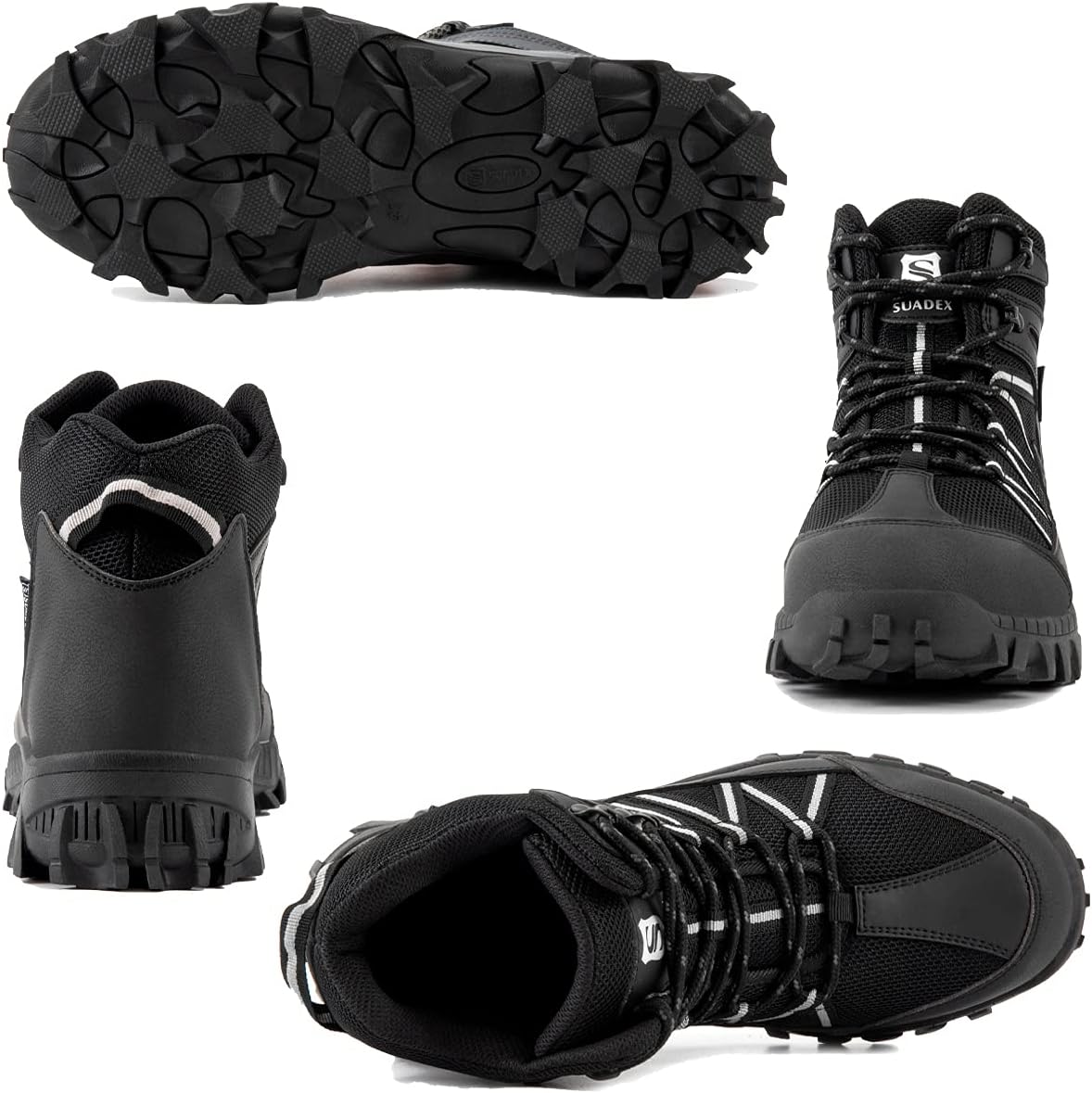 SUADEX Botas con punta de acero para hombres, botas de seguridad para hombres, botas de trabajo con punta de compuesto para hombres, botas de