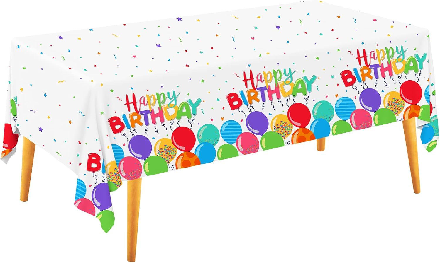 Gatherfun Mantel desechable de cumpleaños, funda de mesa de plástico para fiesta de cumpleaños de niños, 54 x 108 pulgadas, 3 unidades