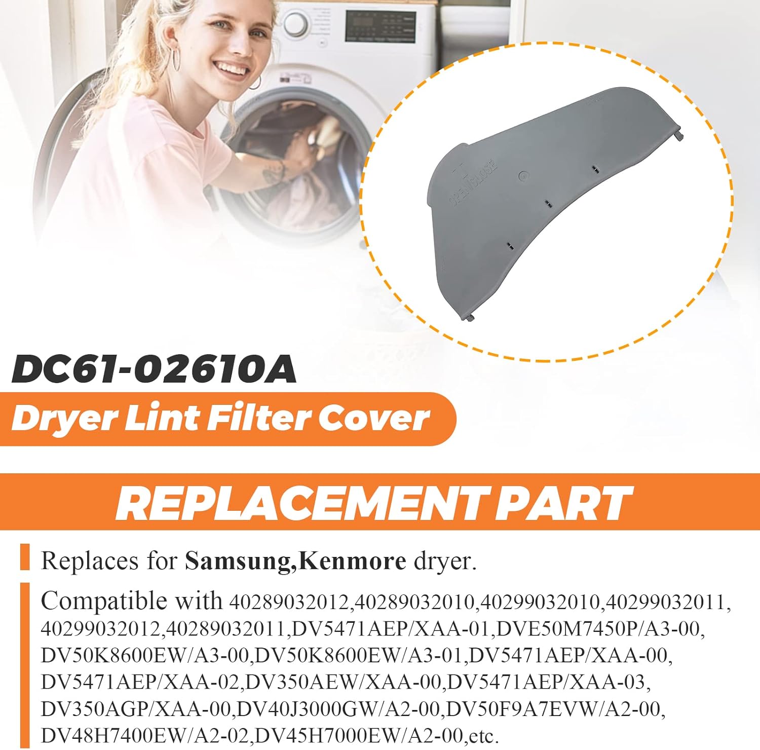 Beaquicy – Funda para filtro de pelusa para secadora DC61-02610A – Reemplazo para secadora Samsung