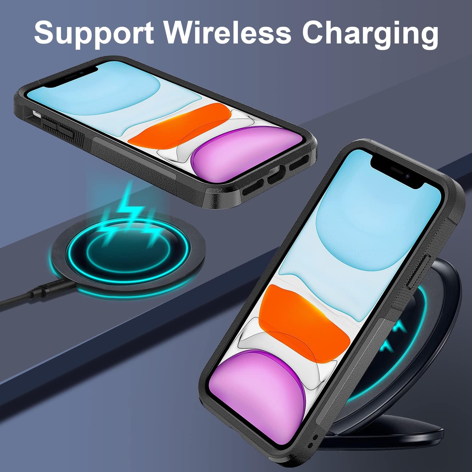 Funda para iPhone 11, iPhone 11, resistente 360 cuerpo completo, protección a prueba de golpes, plástico duro+goma de silicona híbrida funda