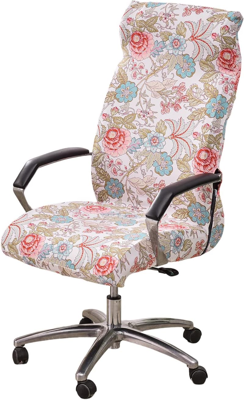 CRFATOP Funda elástica para silla de oficina de computadora con cremallera duradera, funda giratoria universal para silla de escritorio, estilo