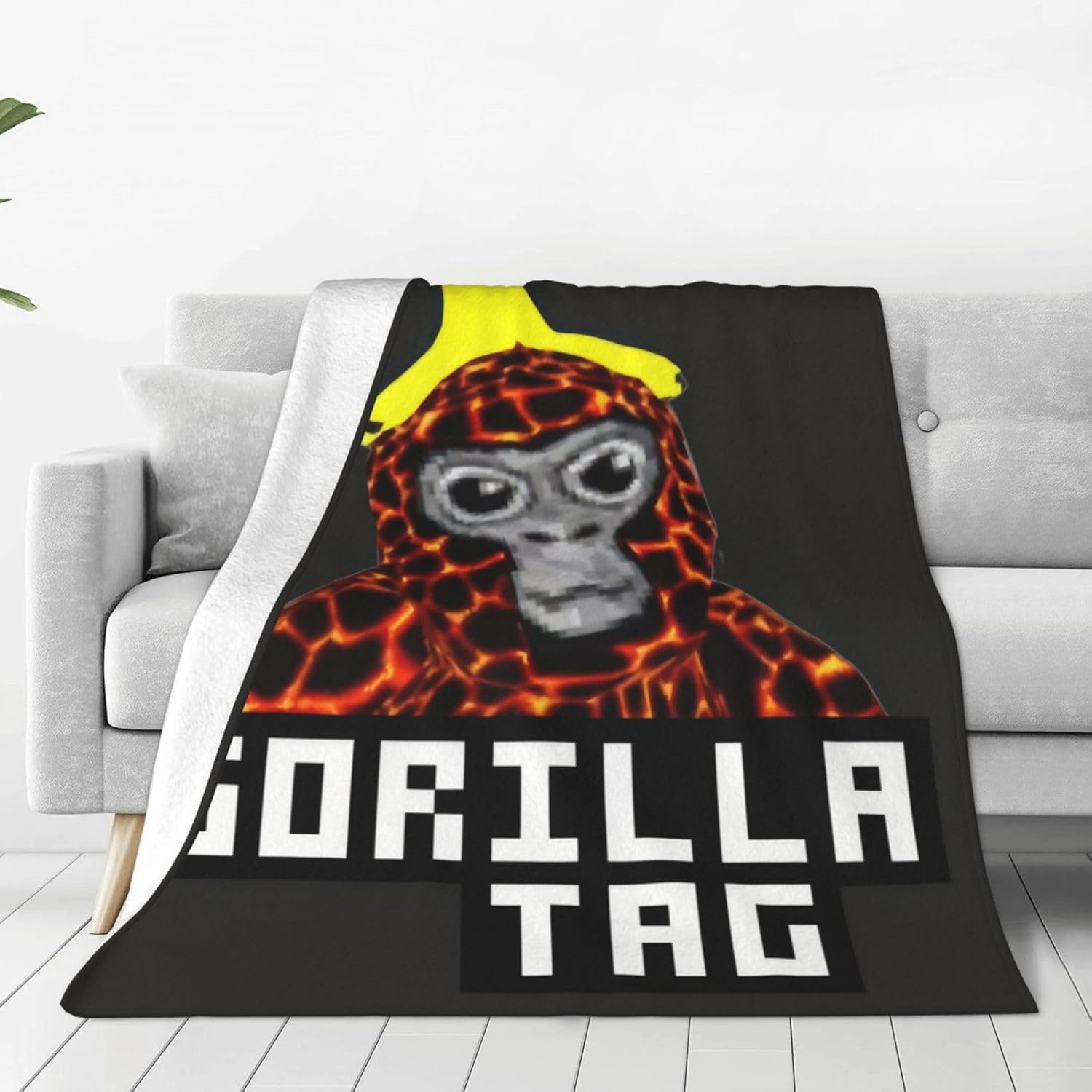 Gorilla Tag – Manta de franela de felpa súper suave y acogedora para sofá de 40 x 30 pulgadas, sofá, dormitorio, campamento y viajes