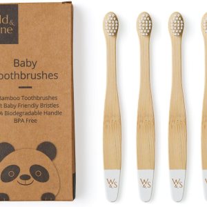 Wild & Stone Cepillos de dientes orgánicos de bambú para bebés, paquete de 4, cerdas suaves, mango 100% compostable, sin BPA, cepillos de dientes Wild & Stone Cepillos de dientes orgánicos de bambú para bebés, paquete de 4, cerdas suaves, mango 100% compostable, sin BPA, cepillos de dientes