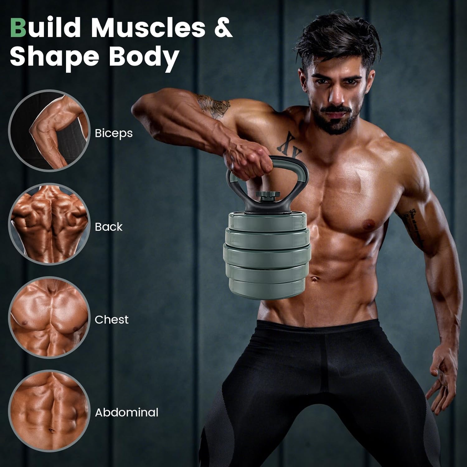 GYMAX Adjustable Dumbbell Set, 4 in 1 Free Weight Set with Connector, 9247 LBS Used As Dumbbells, Barbells, Kettlebells, Push up Stands, Weight