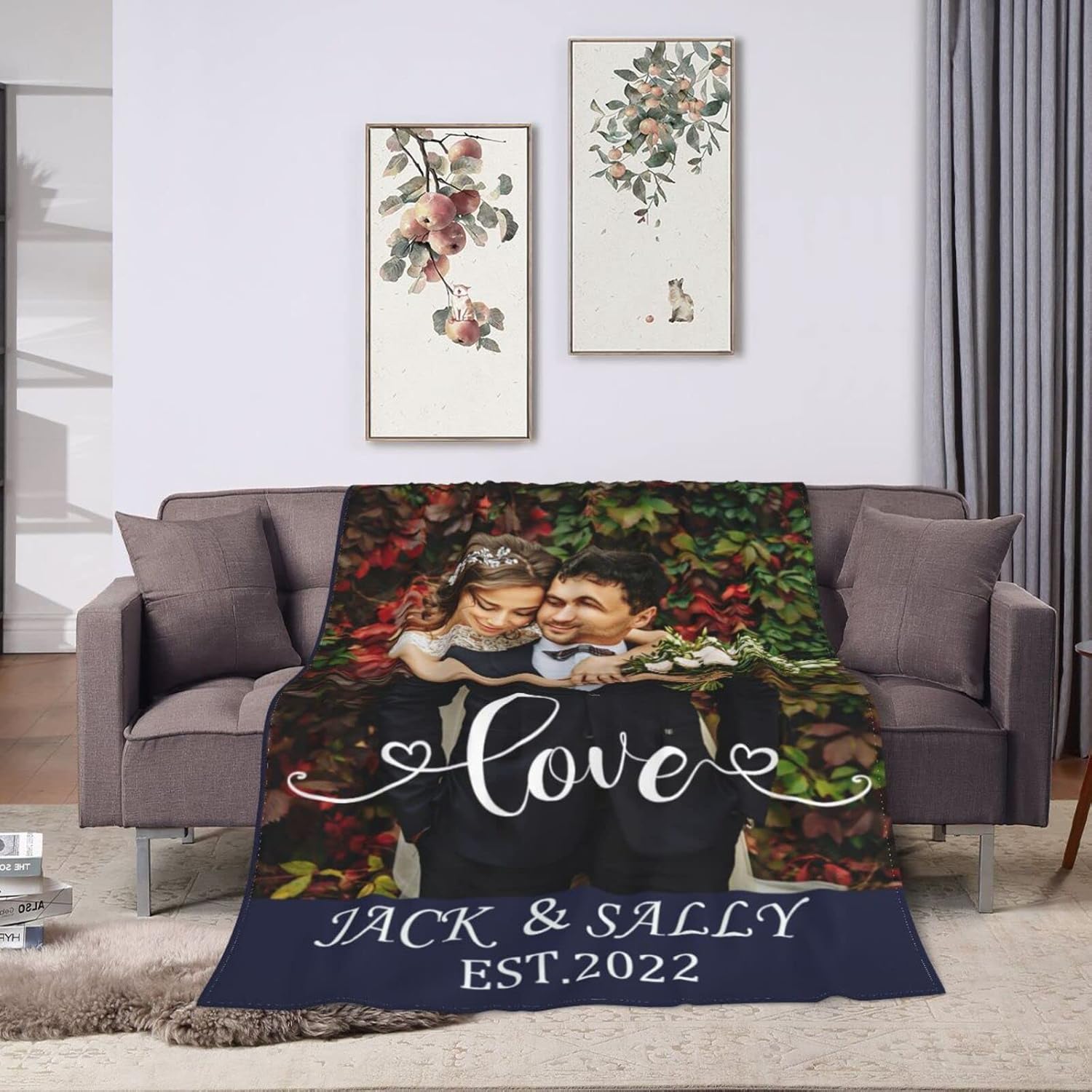 Macucop Manta personalizada con fotos, texto, manta de franela personalizada, regalos para cumpleaños, bodas, Navidad, Día del Padre, Día de la