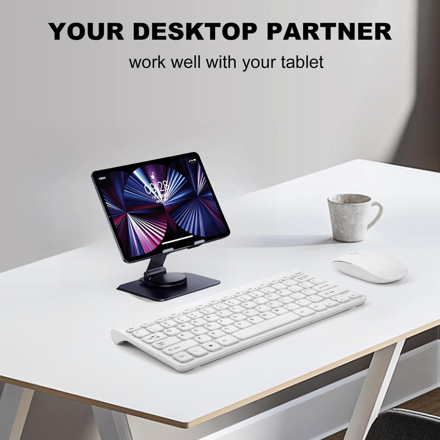 AJIAAIONE Soporte para tableta, soporte para iPad, base giratoria de 360, soporte plegable y ajustable para tableta, soporte para tableta para