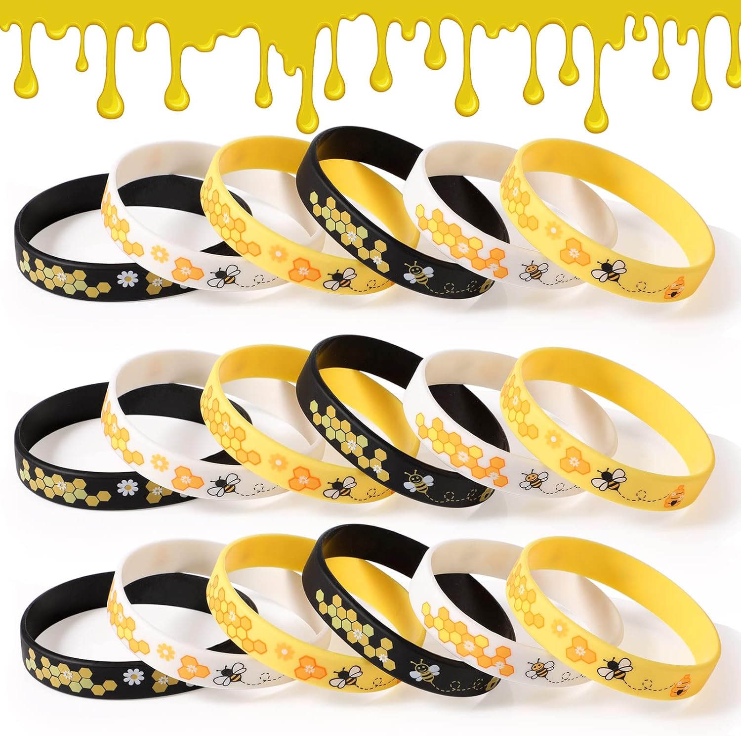 Pulsera de abeja de silicona de abeja, varios colores, recuerdos de fiesta temática de abejas, decoraciones de profesores, decoración de aula,