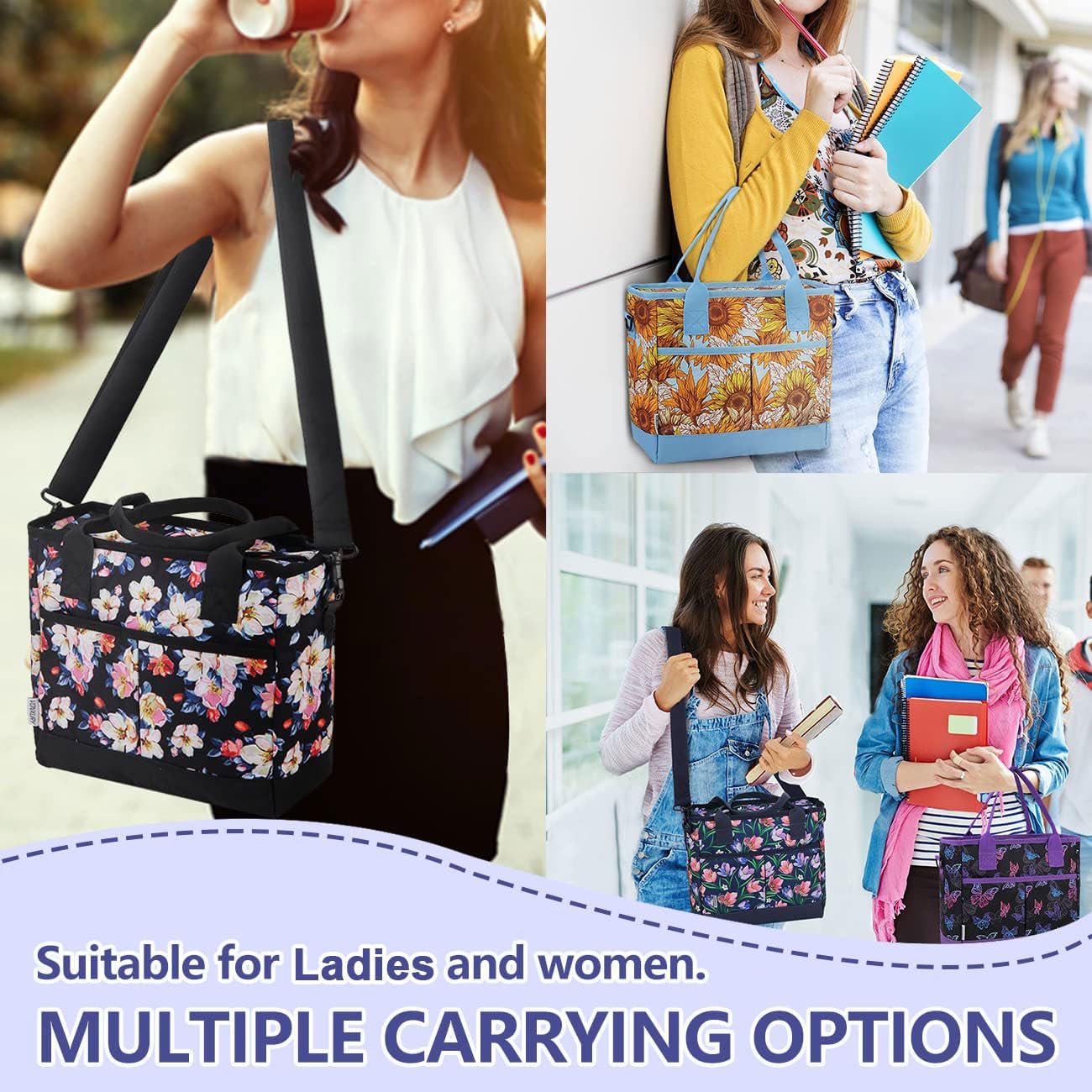 VONXURY – Lonchera térmica para mujer, bolsa de almuerzo grande de alta capacidad con correa de hombro desmontable para el trabajo, universidad,