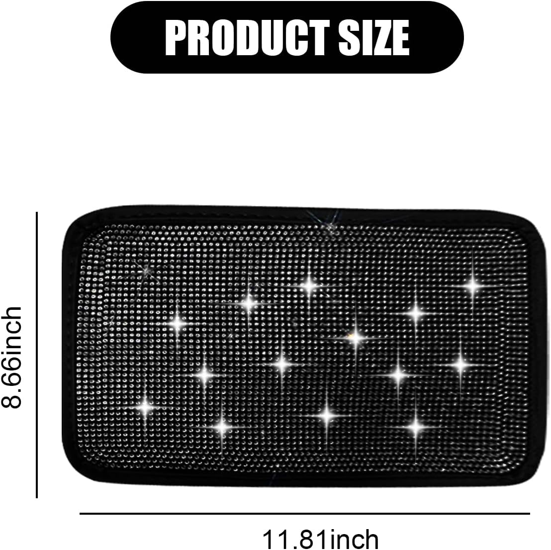 1 protector brillante para reposabrazos de automóvil, 8.66 x 11.81 pulgadas, con diamantes de imitación, banda elástica montada en la consola