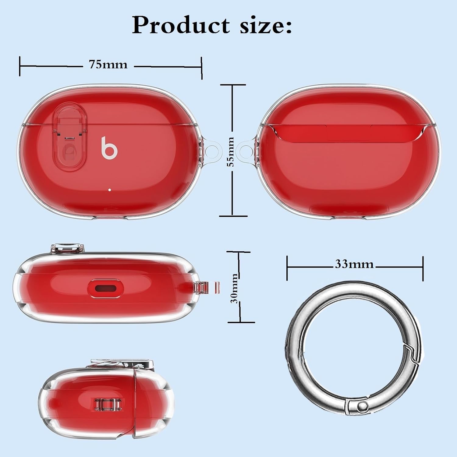 Beats Studio BudsStudio Buds Plus Funda transparente 20212023 con clip de bloqueo para hombres con kit de limpieza, funda protectora GARTOO para