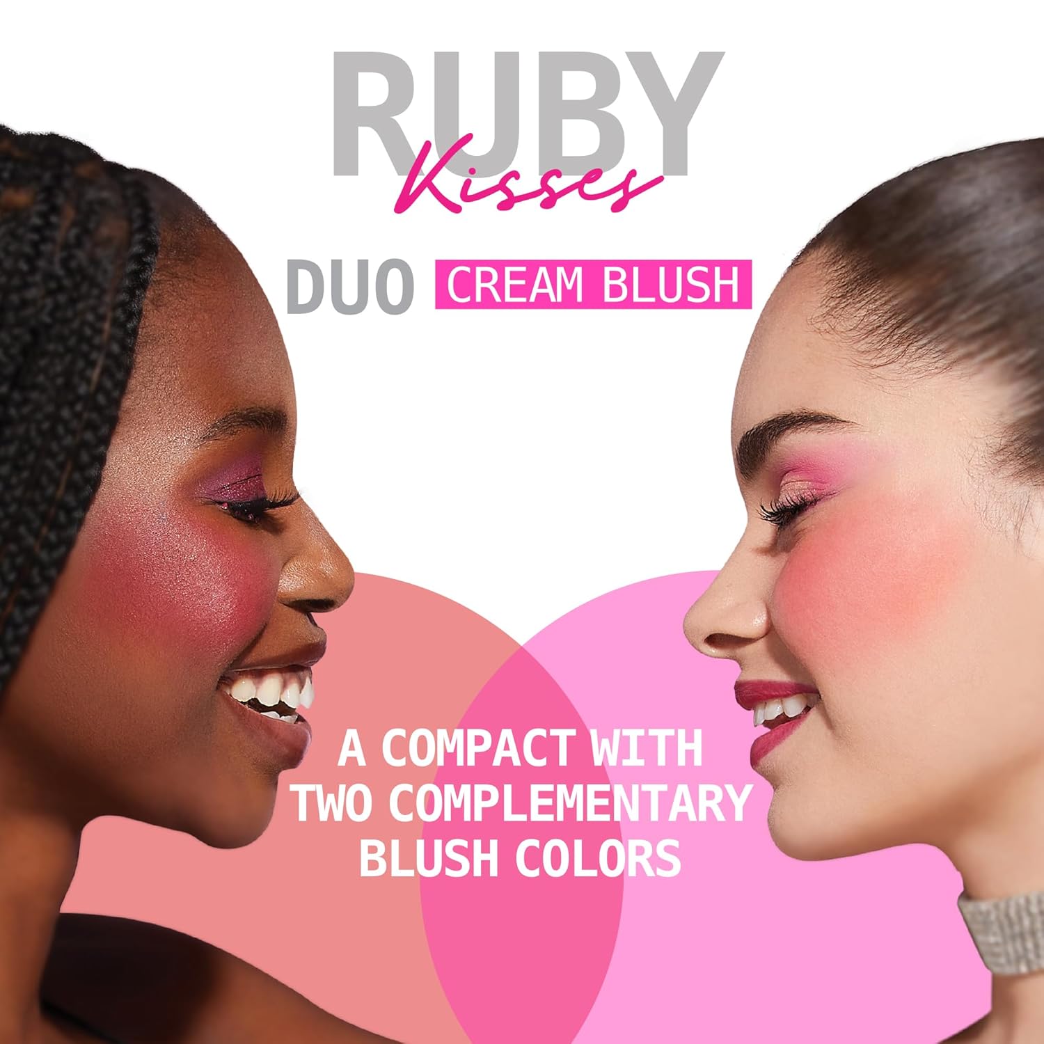 Ruby Kisses Rubor en crema dúo, suave, de aspecto natural, de larga duración para mejillas, labios y ojos, construible y mezclable, infundido con té