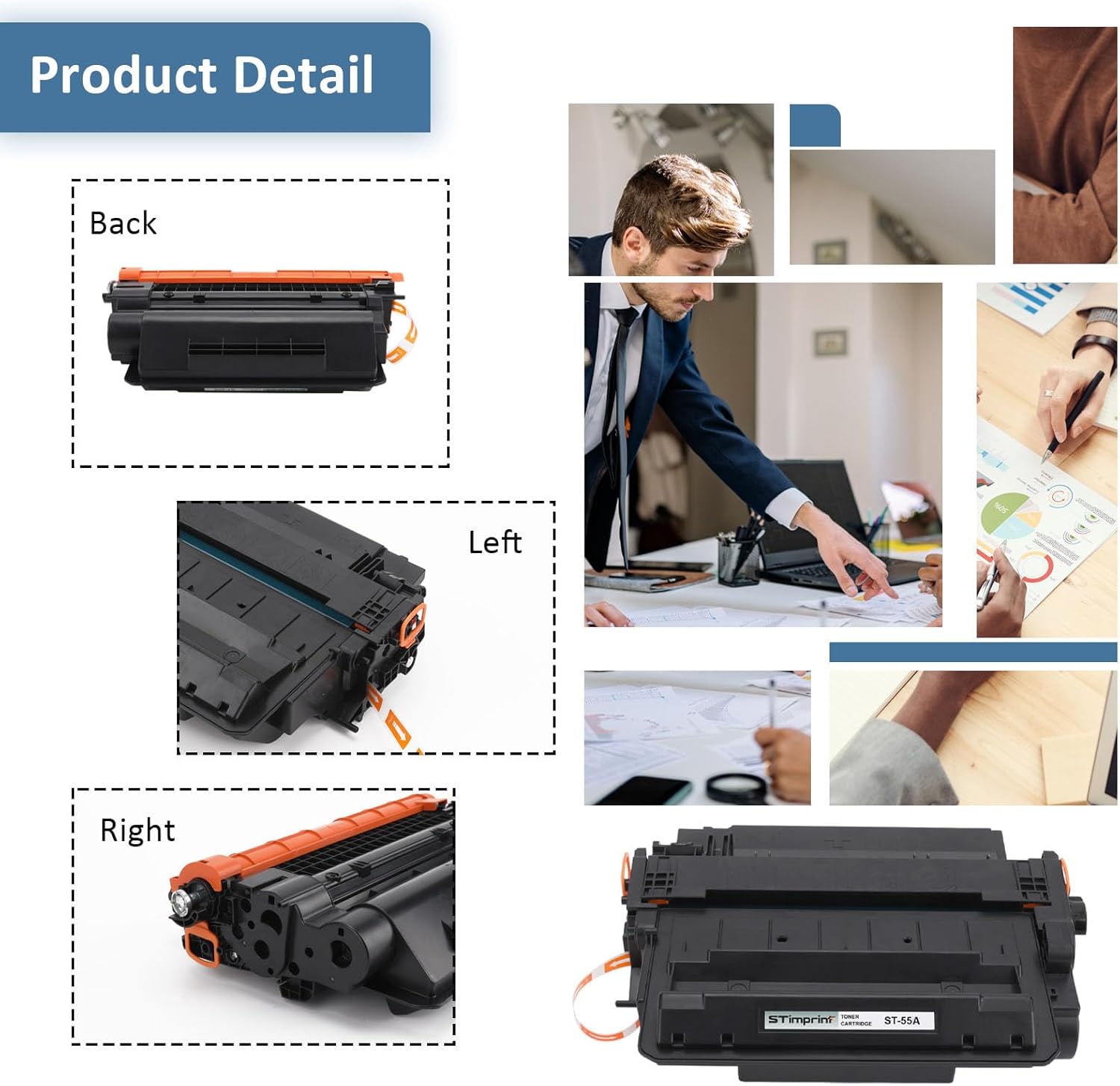 Cartucho de tóner 55A CE255A funciona con impresora de tóner P3015 P3015dn P3015x Pro 500 MFP M521dn M521dw M521 M525 (negro, 1 paquete)