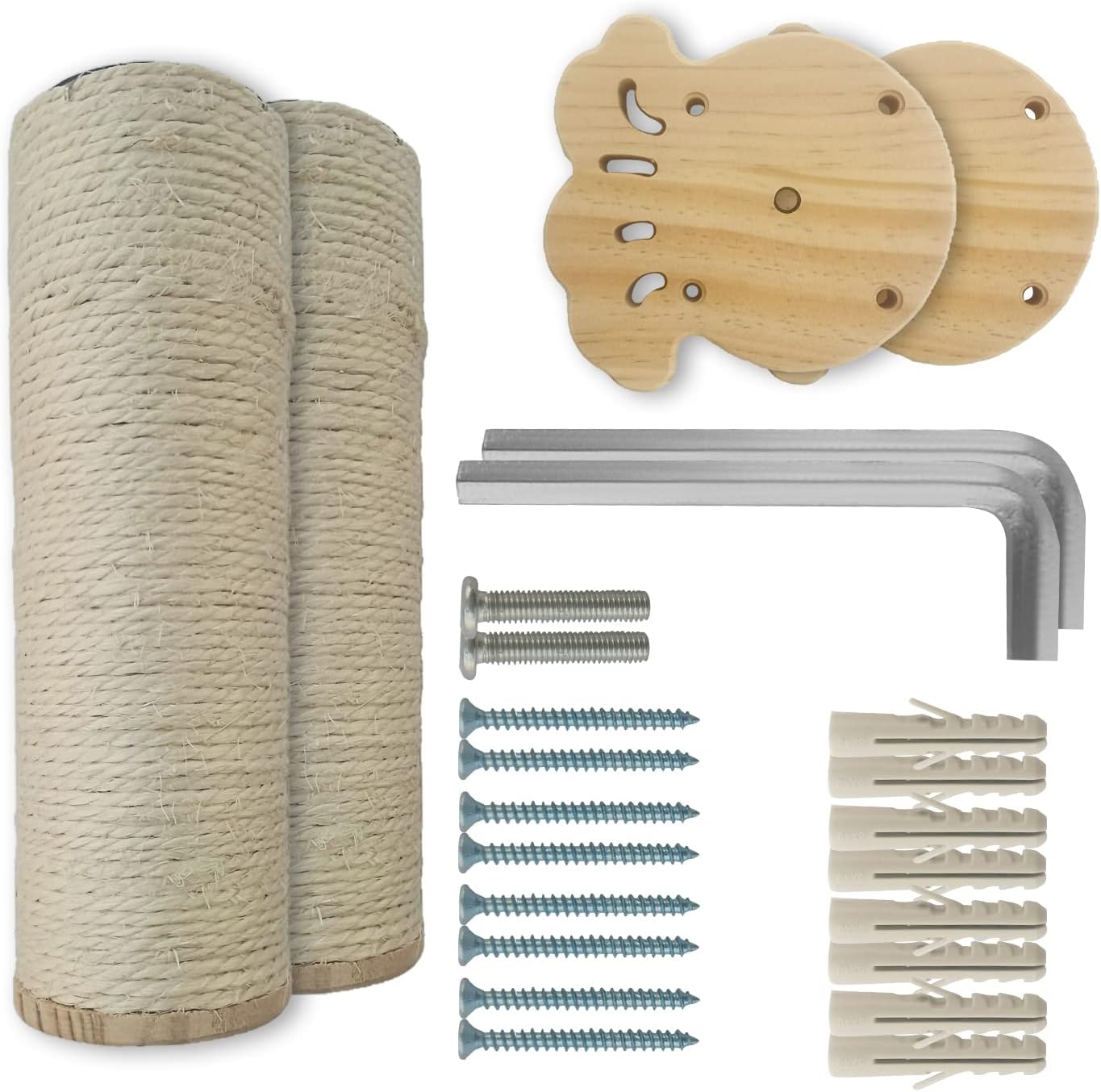 2 piezas de muebles para gatos montados en la pared, escalones de pared para gatos con sisal, estantes flotantes para postes rascadores para gatos