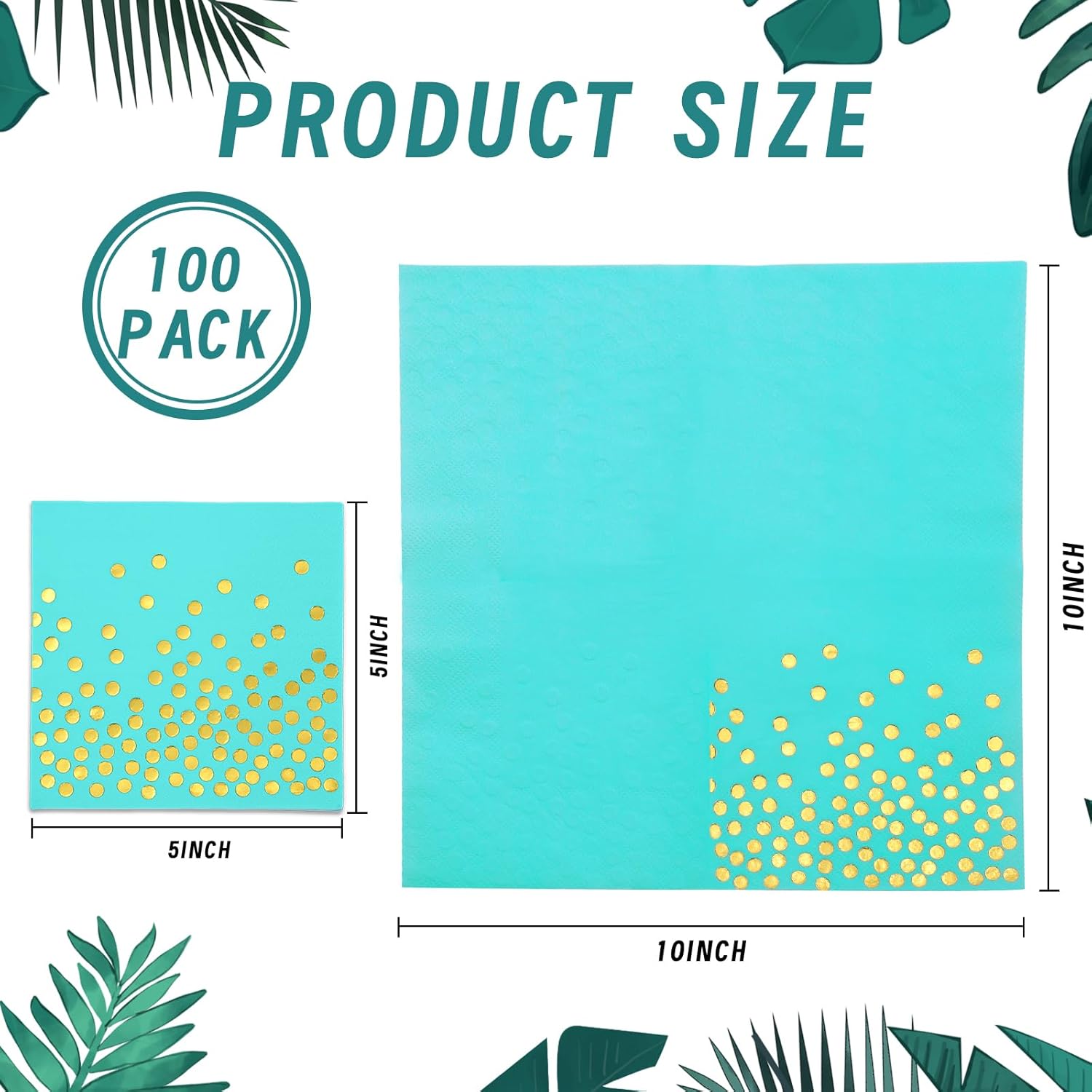 100 servilletas de cóctel desechables de color verde azulado  Servilletas de papel de 3 capas de punto verde azulado dorado turquesa servilletas