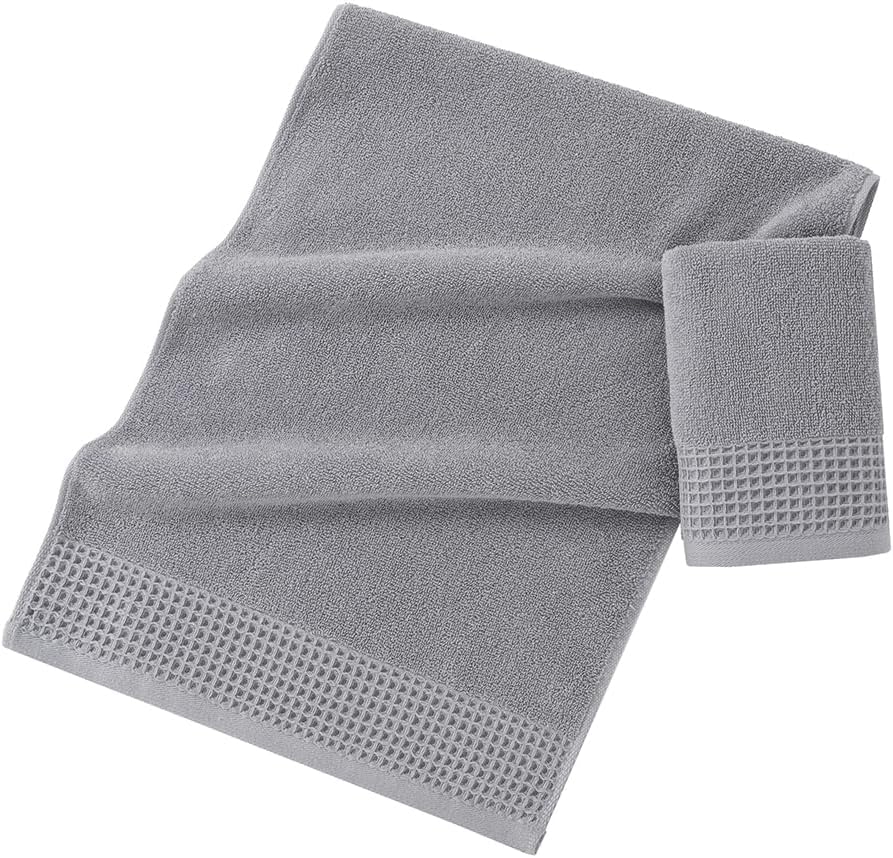 sense gnosis Toallas de mano grises de gofre y rizo para baño, secado rápido, sin pelusas, delgadas, estilo clásico, suaves y absorbentes, toallas