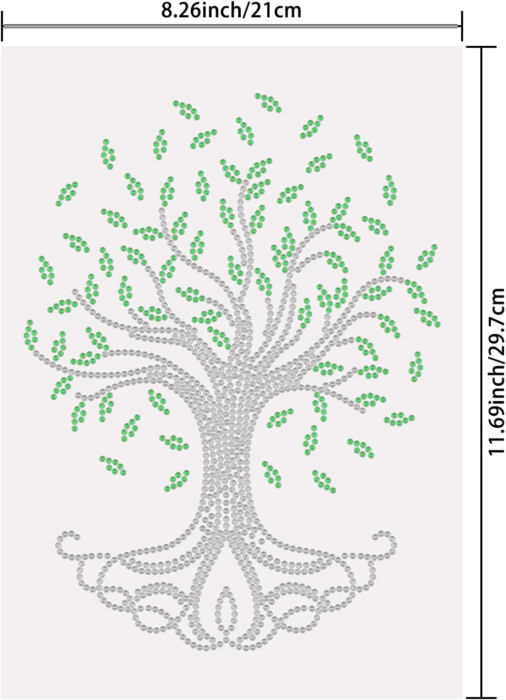 SUPERDANT Tree of Life – Adhesivo termotransferible con diamantes de imitación para planchar, hojas verdes, diamantes de imitación de cristal, para