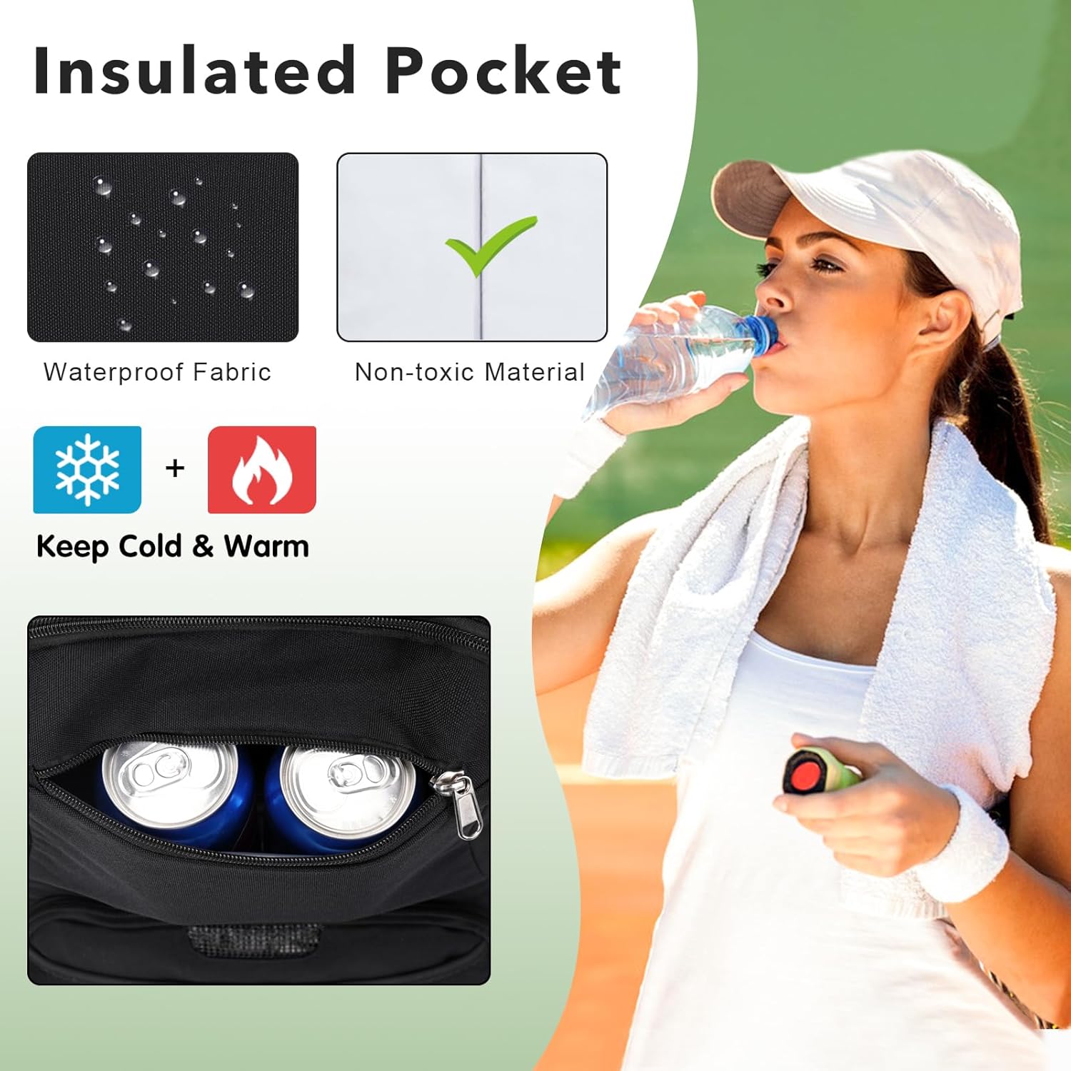 ACESAK Mochila de tenis para mujeres y hombres, bolsa de tenis con capacidad para 2 raquetas, calabaza de bádminton, pelotas de paletas de pickleball