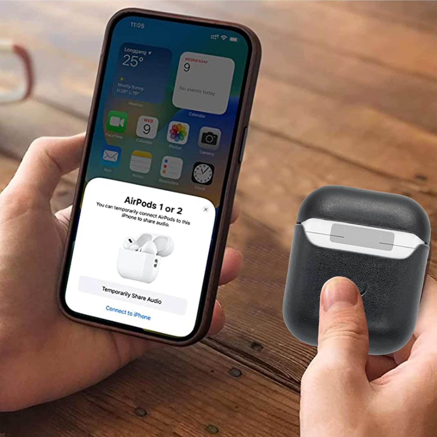 Funda de piel auténtica para Airpods  Funda para Airpod de 1 generación y funda para Airpod de 2 generación compatible con Magsafe y soporta carga