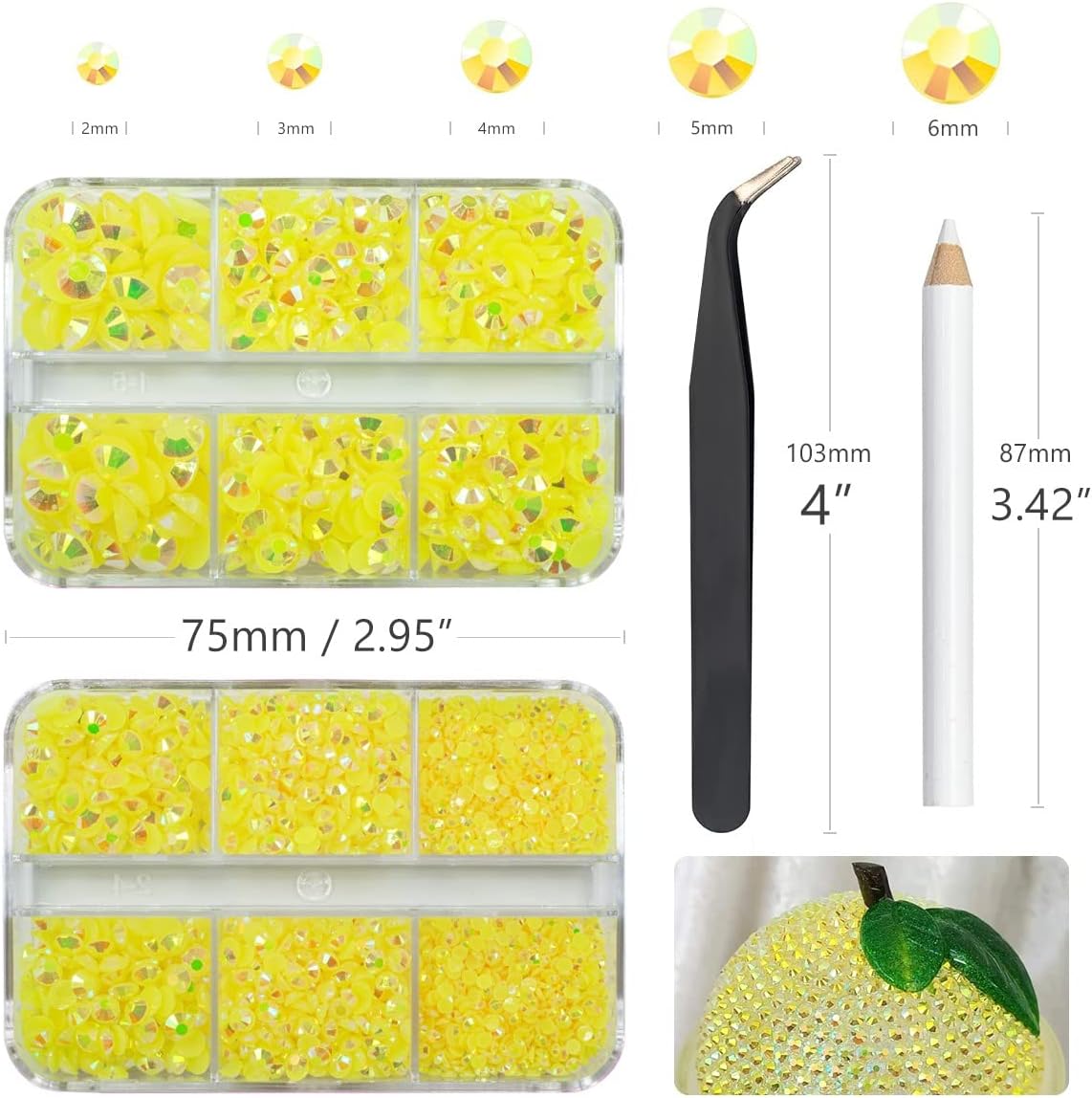 3060 diamantes de imitación de resina AB de color amarillo limón para manualidades, diamantes de imitación de resina citrino AB con parte trasera