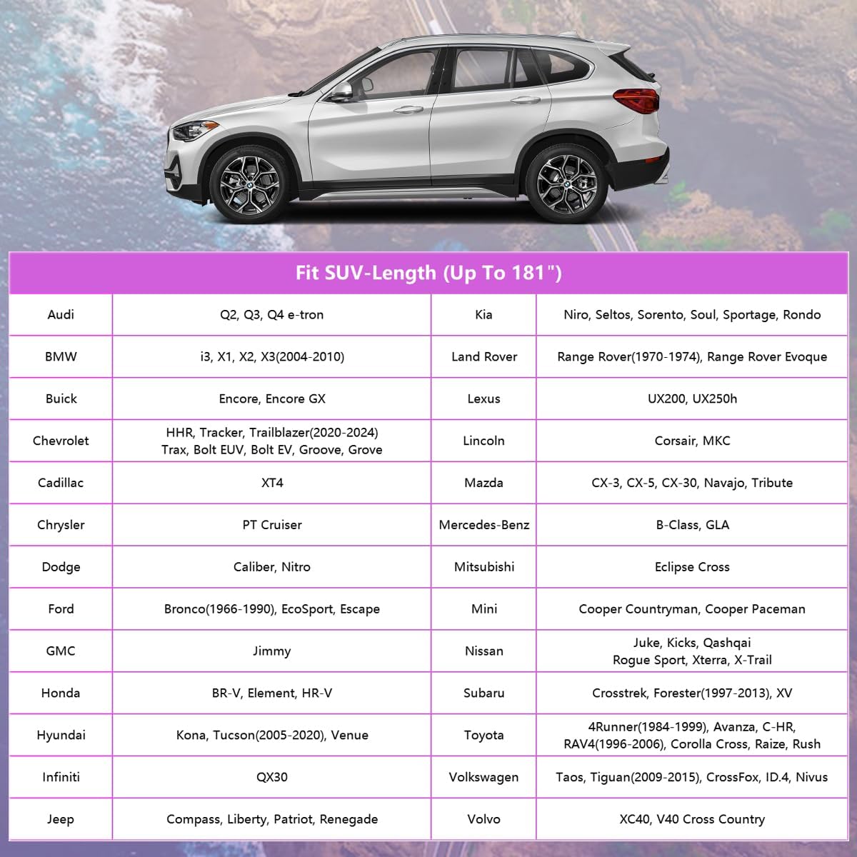 Funda impermeable para automóvil SUV para mujer para todo tipo de clima, ajuste universal para Ford Bronco Sport, BMW X1X2, Audi Q3, Mercedes-Benz