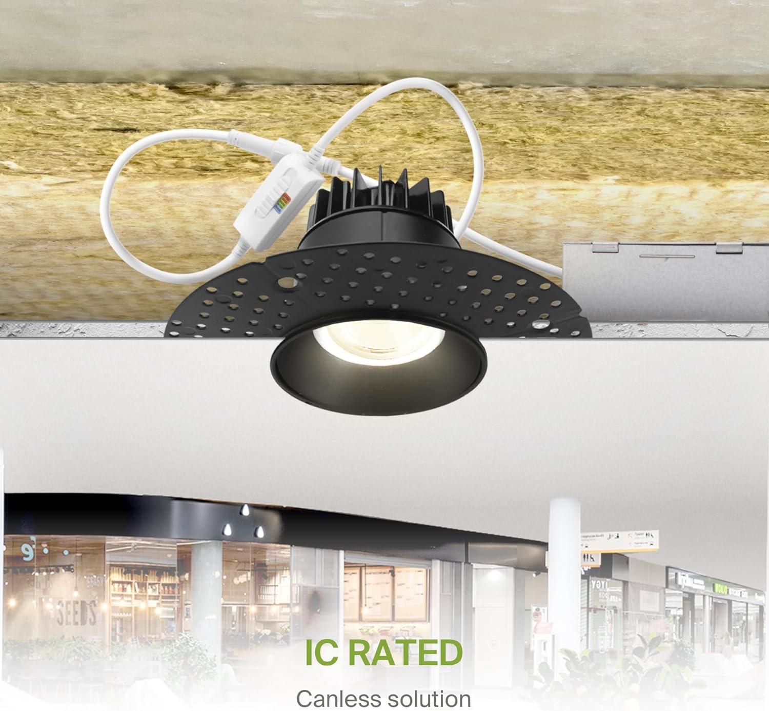 ASD Trimless – Lámpara LED empotrable de 3 pulgadas, lámpara de techo de 12 W y 120 V, luz LED redonda regulable sin lata con caja de conexiones,