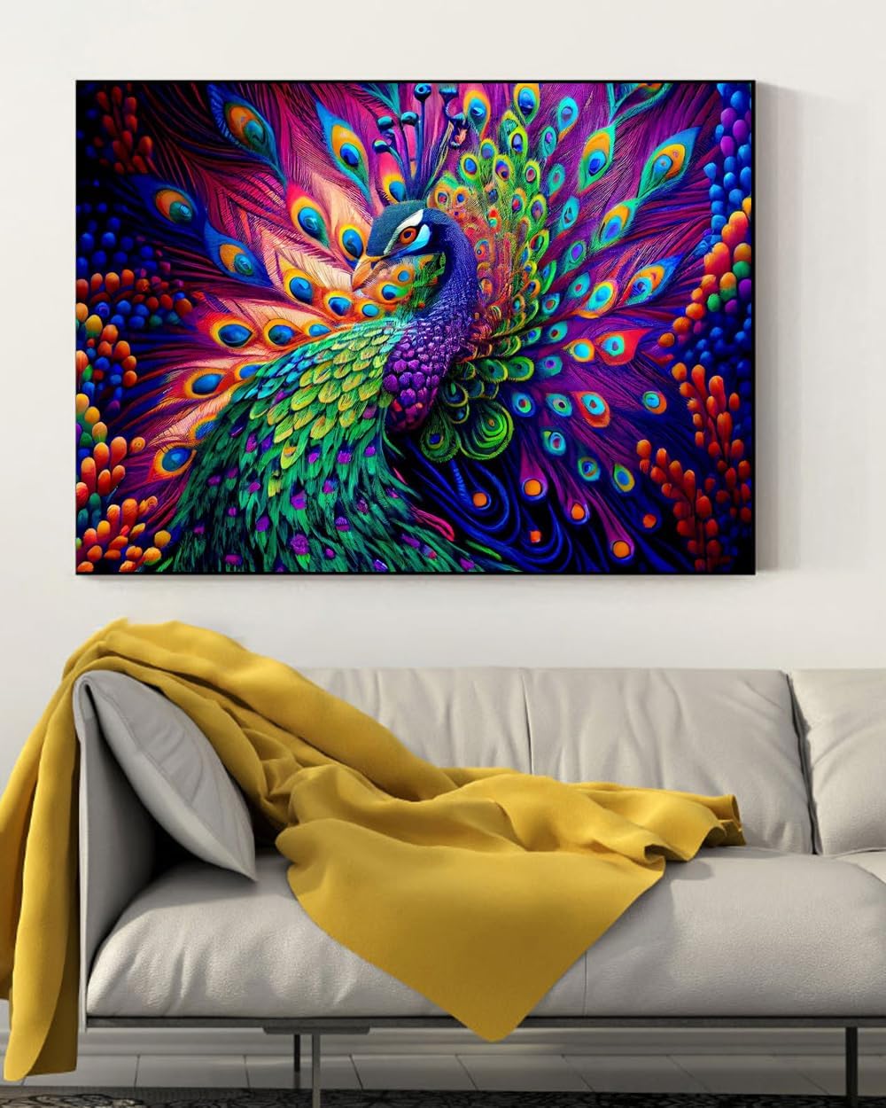 Kits de punto de cruz estampado de pavo real para adultos principiantes, arte de animales, kits de patrones de punto de cruz, dimensiones impresas,