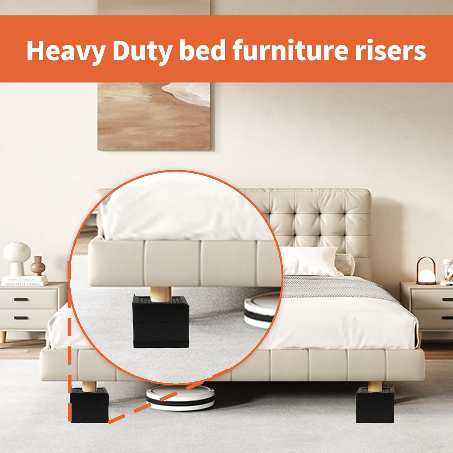 Elevadores de cama, bloques de elevación para muebles, pilotes de 2,3 o 4 pulgadas resistentes para cama, sofá, escritorio, sofá, mesa, elevadores