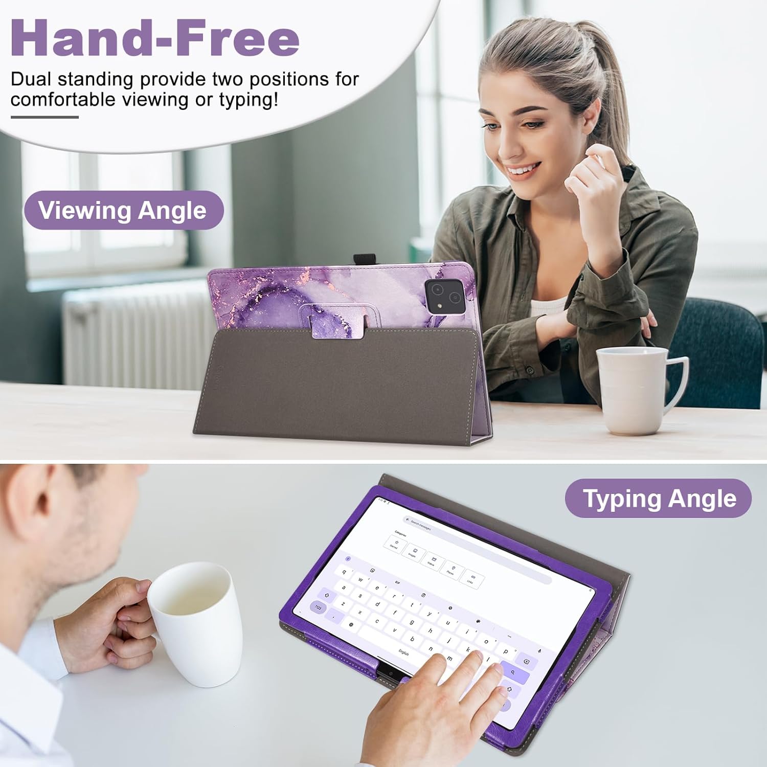 Caweet Funda para tablet T-Mobile Revvl Tab 5G – Funda protectora de cuero de primera calidad con función de apagado y encendido automático, mármol