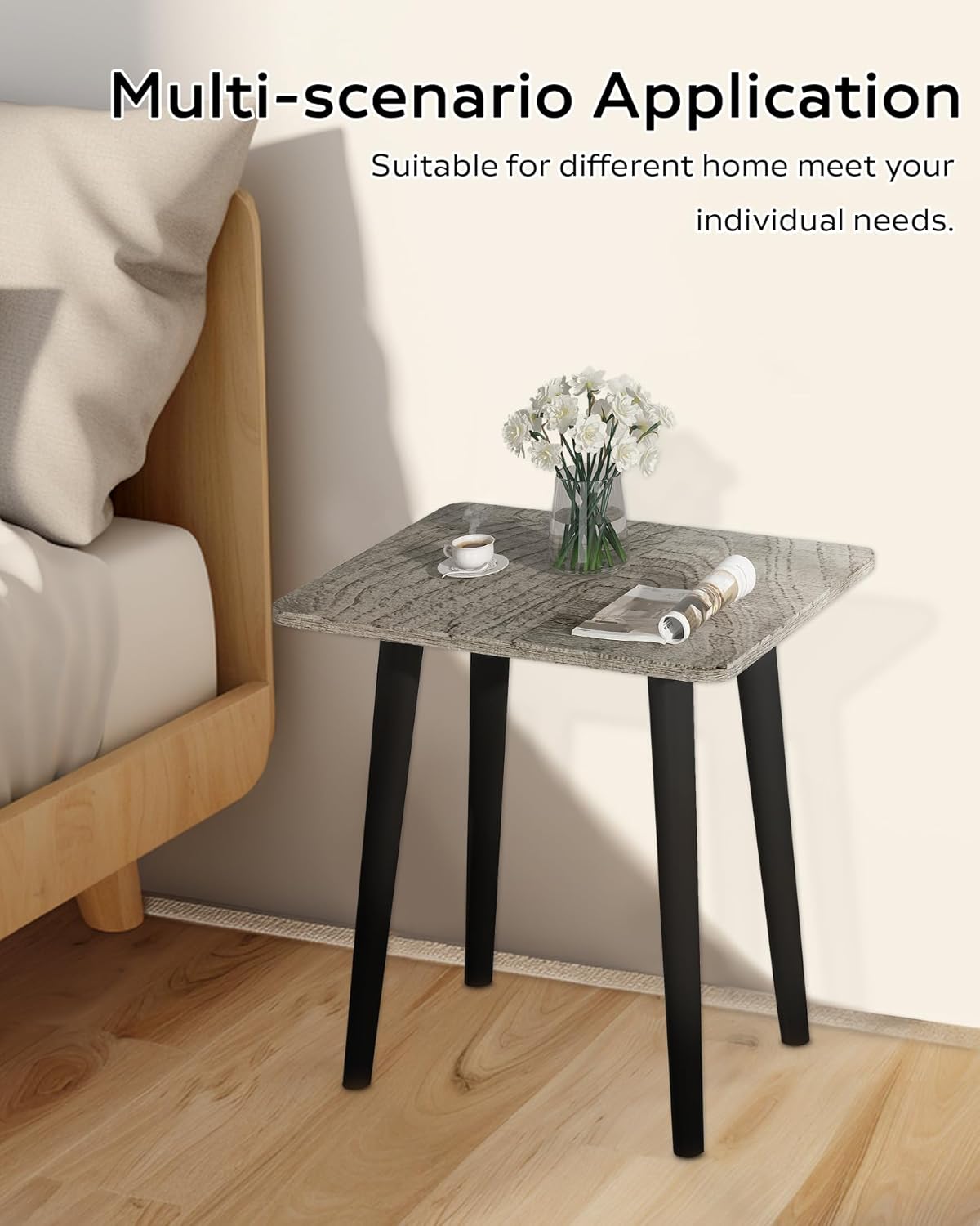 Mesa auxiliar, mesa pequeña, moderna decoración del hogar para sala de estar, dormitorio, balcón oficina, fácil de montar (gris)