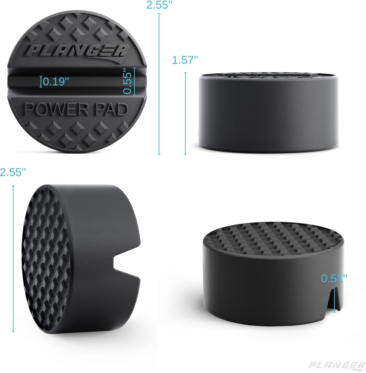 PLANGER – Power PAD Flat – Almohadilla de goma premium para gato de carretilla, elevación de vehículos y soporte de eje – Uso universal – Protege tu