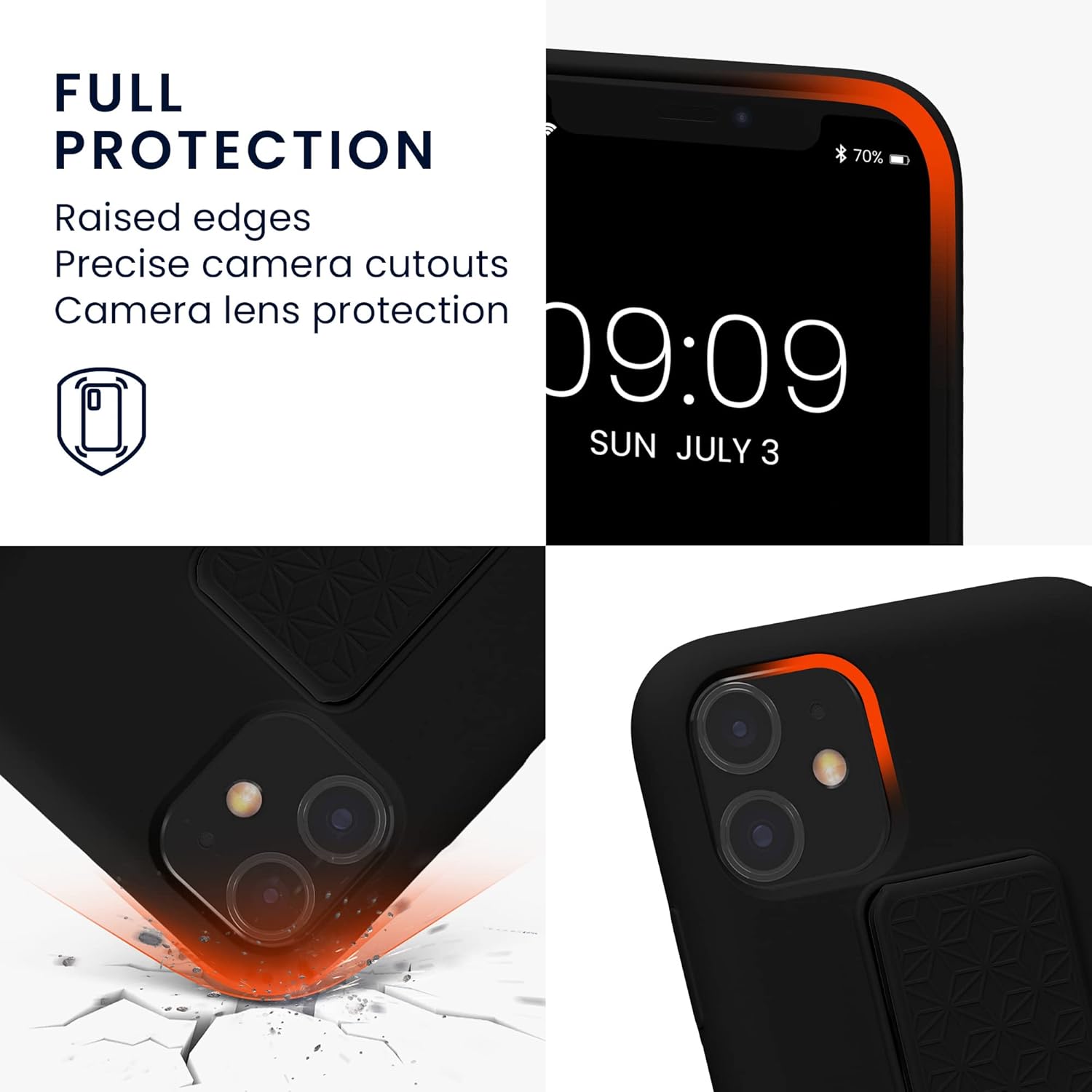 kwmobile Funda compatible con Apple iPhone 11 – Funda con correa de mano y revestimiento de silicona TPU suave – Negro