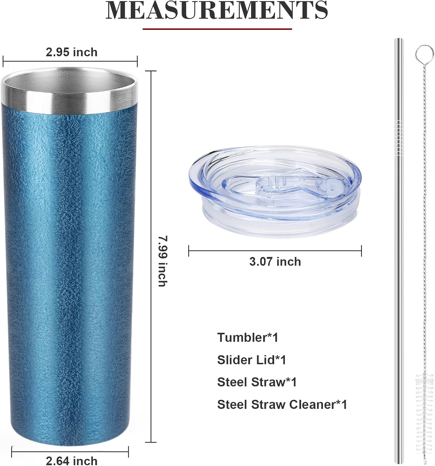 Vaso delgado de 20 onzas con tapa y pajita, vaso de acero inoxidable aislado al vacío de doble pared, taza de café de viaje, taza aislada para café,