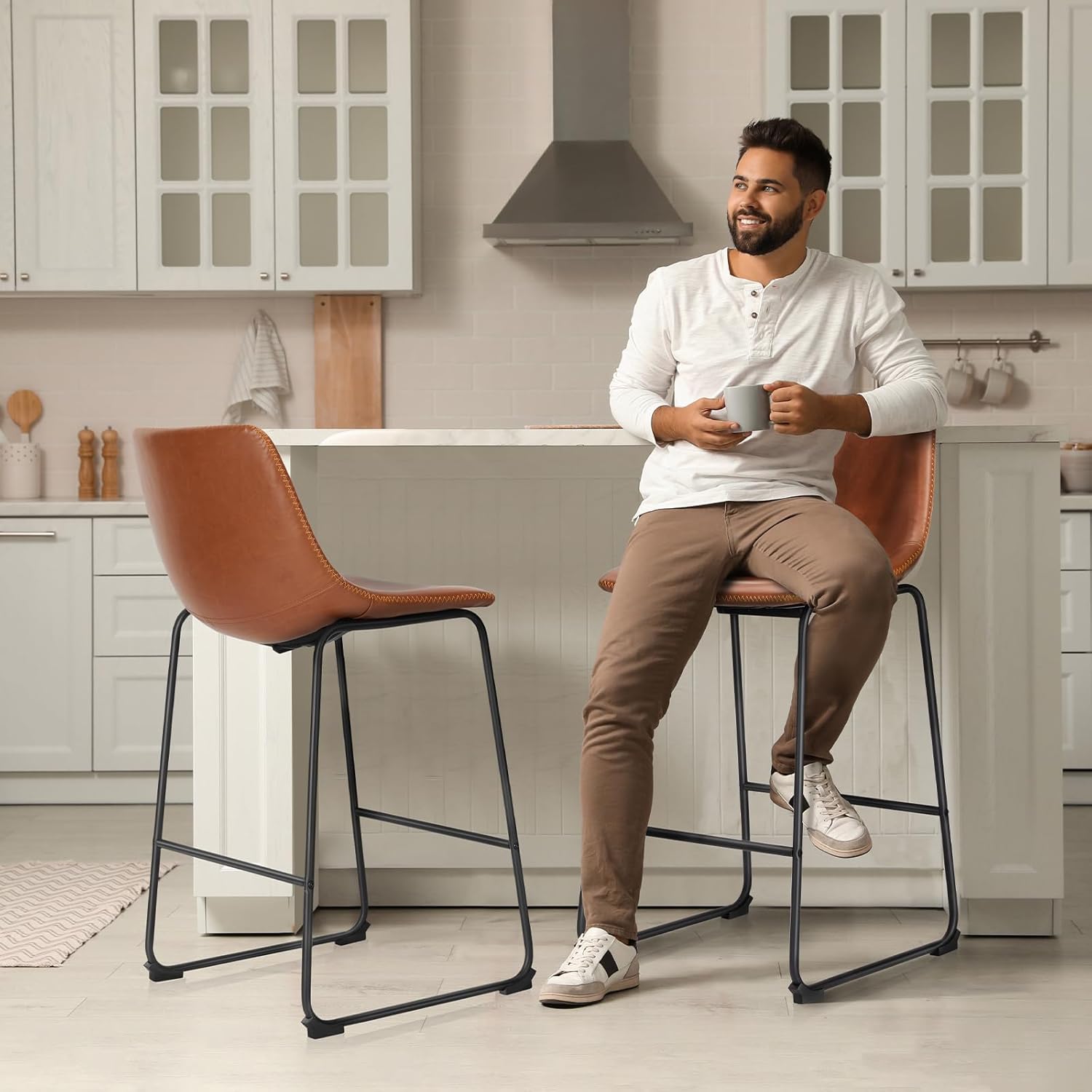 Juego de 4 sillas de comedor, sillas de cocina y comedor, sillas de bar sin brazos de 26 pulgadas, sillas de comedor modernas de mediados de siglo
