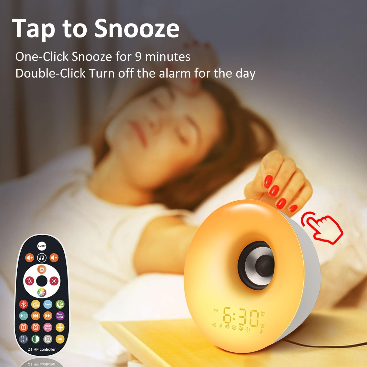 Reloj despertador con luz, altavoz Bluetooth, sonidos naturales, para niños, personas que duermen mucho