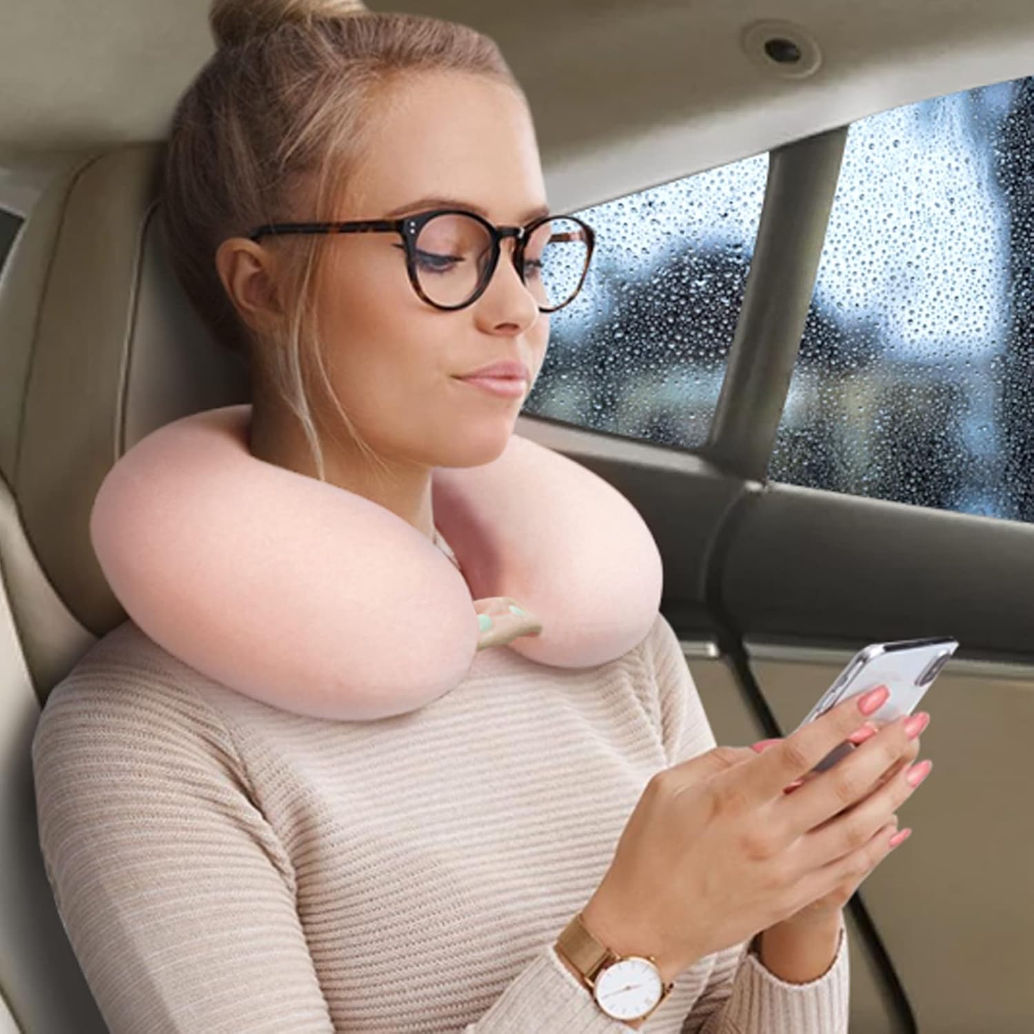 urnexttour Almohada de viaje, la mejor almohada de espuma viscoelástica para soporte de cabeza, almohada cervical de viaje suave para avión,