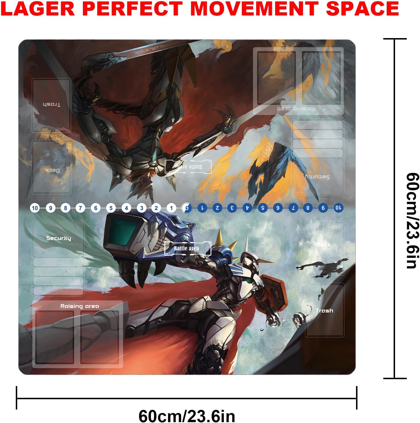 DTCG tapete de juego para Digimon Playmat de 2 jugadores, tapete de competencia de juegos, tapete de carpeta de tarjetas de 23.6 x 23.6 pulgadas (1)