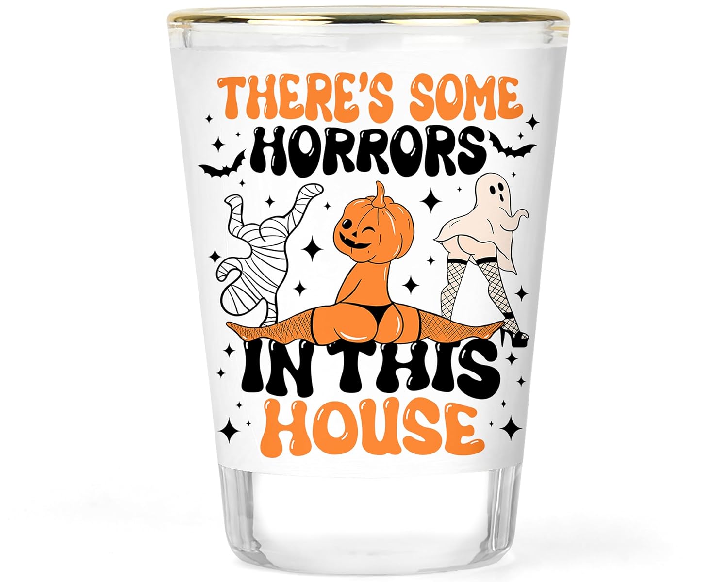 Halloween Shot Glass  Halloween Party Favors  Halloween Party Shot Glasses  Horrors in this House  Halloween Gift  Halloween Barware
