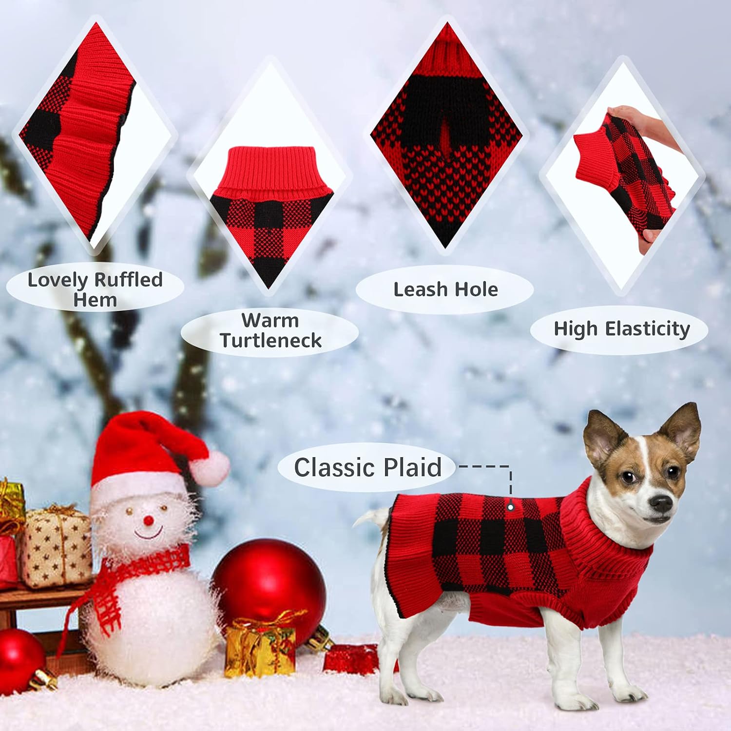 QBLEEV Suéteres para perros pequeños, suéter para perro, suéter para cachorros, suéteres de Navidad para perro, suéteres cálidos de invierno de