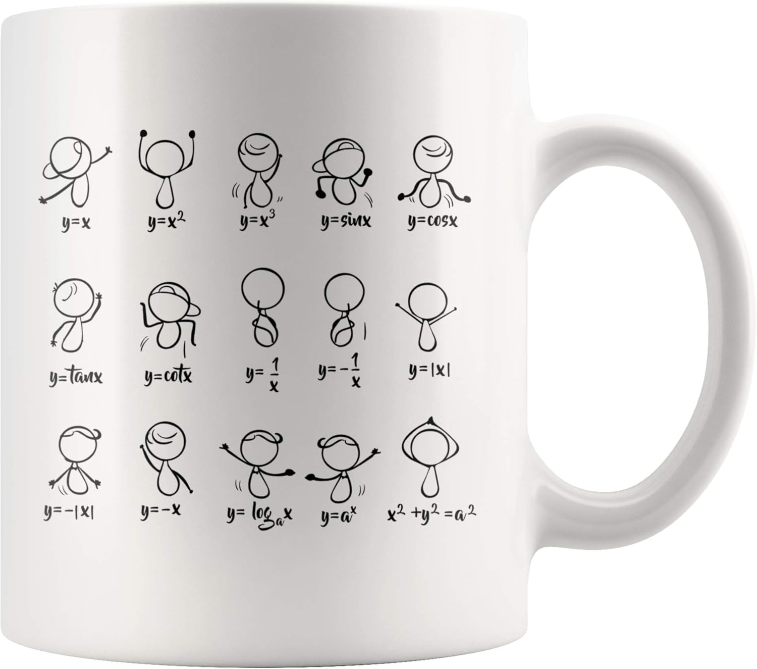 Panvola Taza de café de matemáticas divertidas, taza de café de cerámica de 11 onzas, figuras de baile, ecuación, matemáticas, maestro, estudiantes,