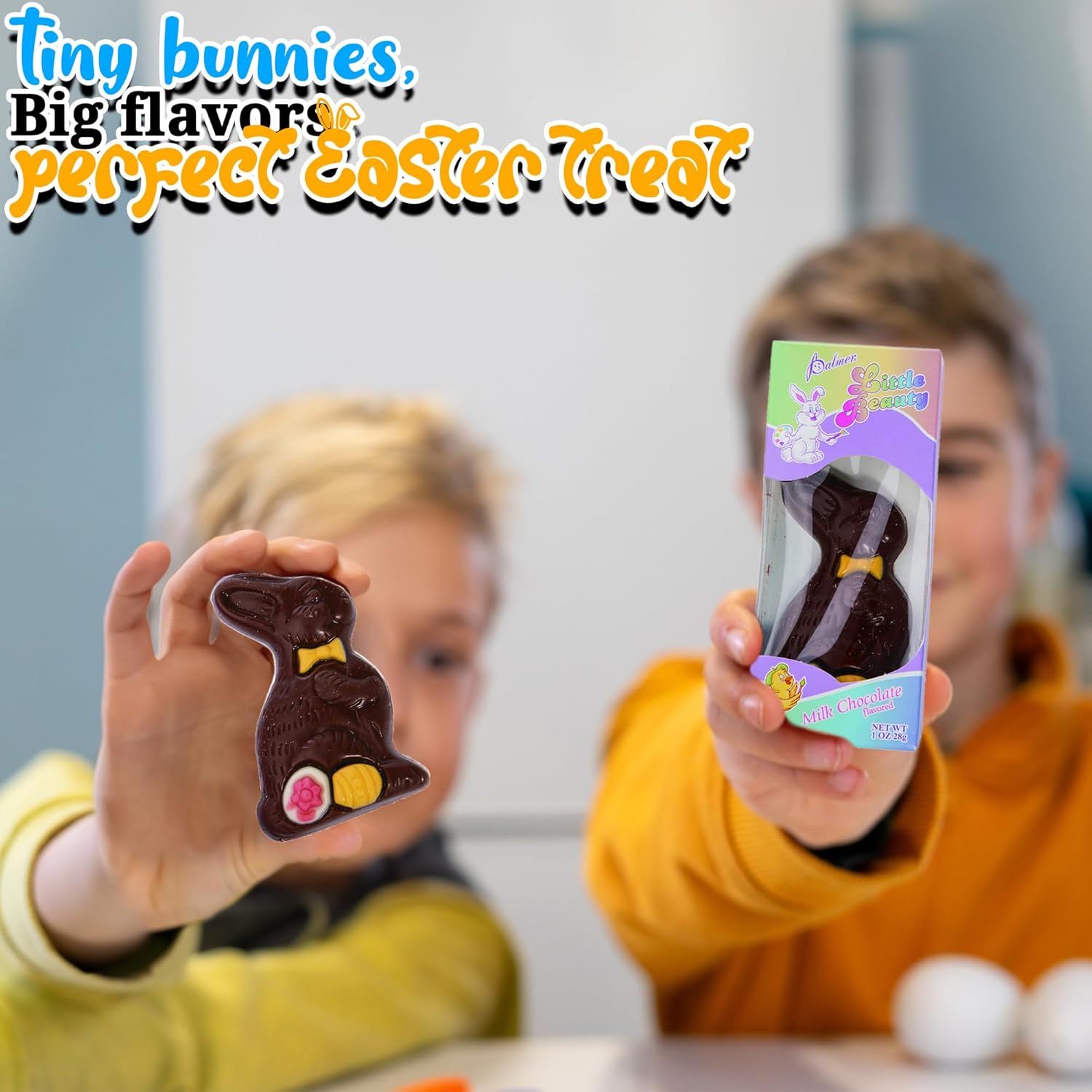 12 unidades de mini dulces de conejo de Pascua de chocolate (3 pulgadas de alto, 1 onza) de caramelo de relleno de cesta de Pascua