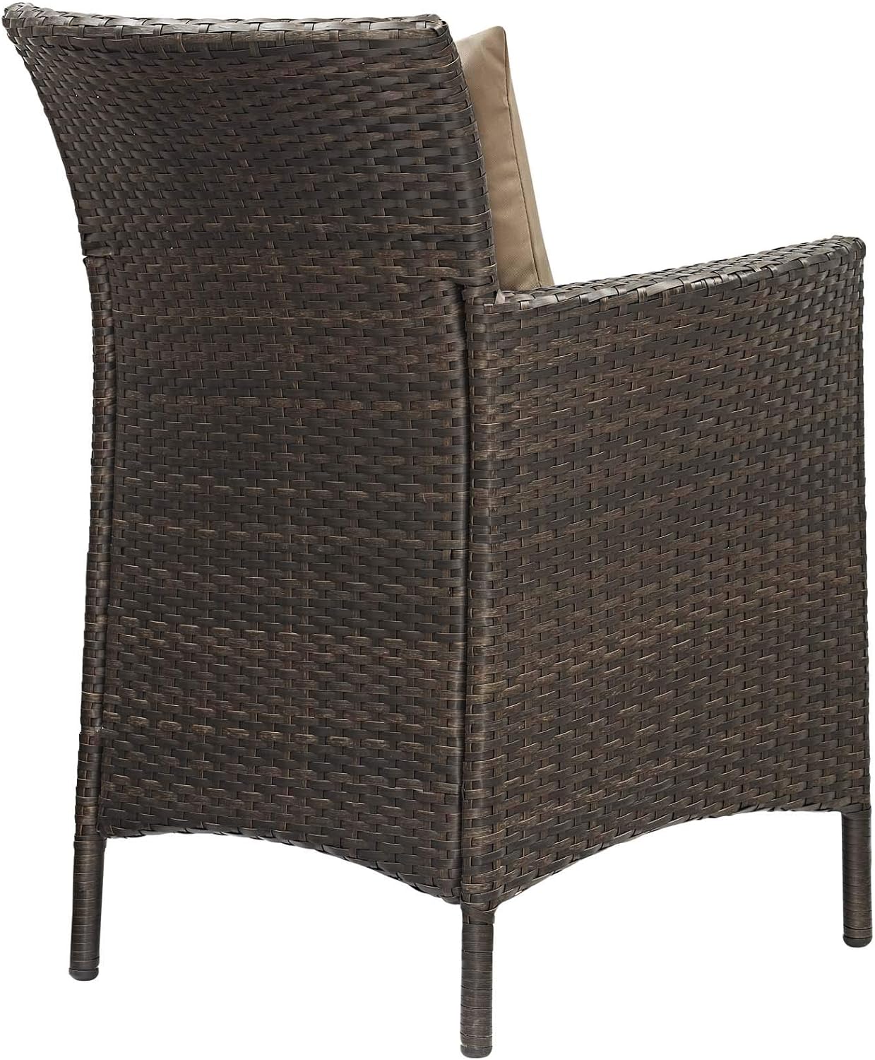 Modway Converge – Silla de mimbre para patio al aire libre con cojín en color marrón moca