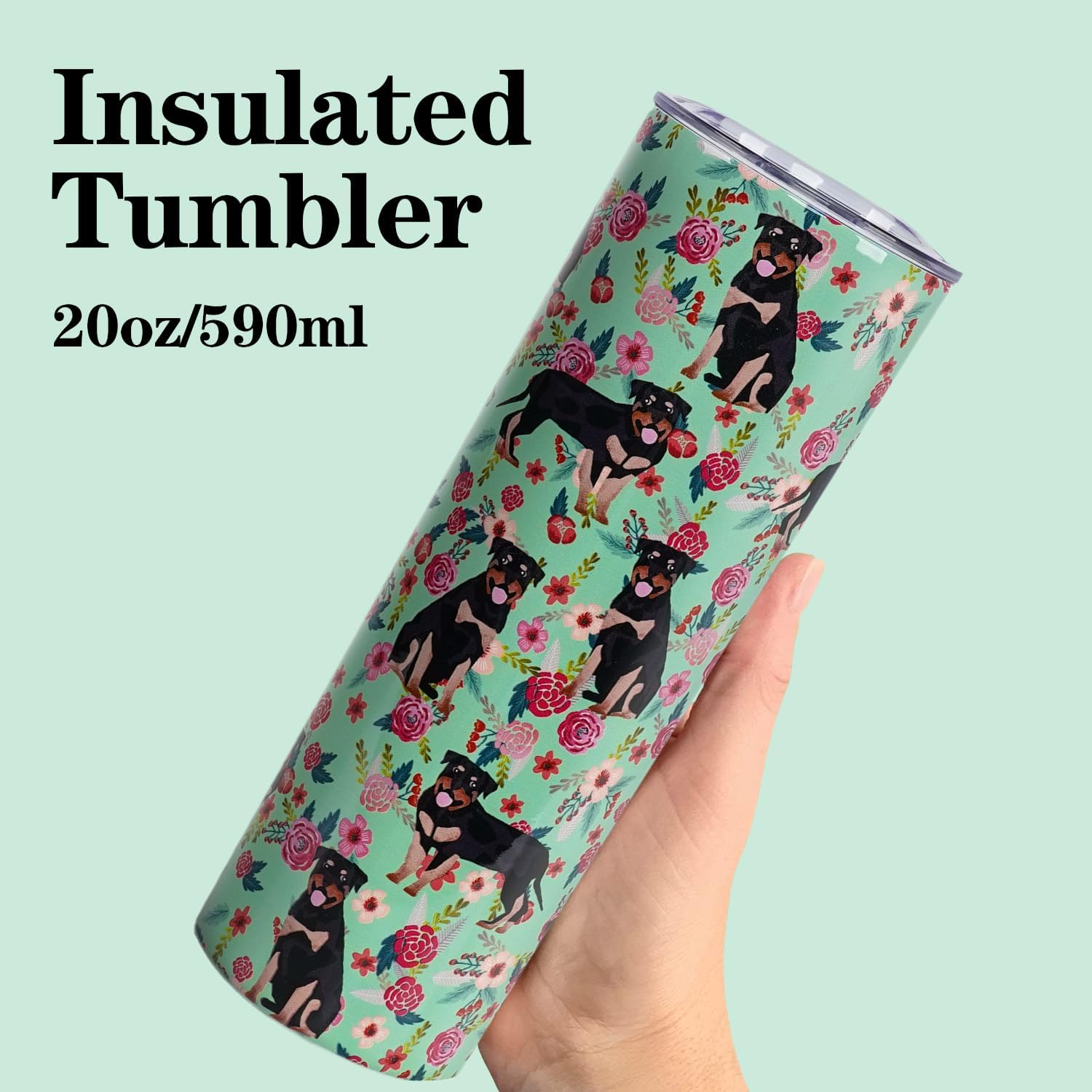Rottweiler – Vaso térmico de acero inoxidable con aislamiento al vacío de doble pared, termo de viaje, para amantes de los perros, regalos para