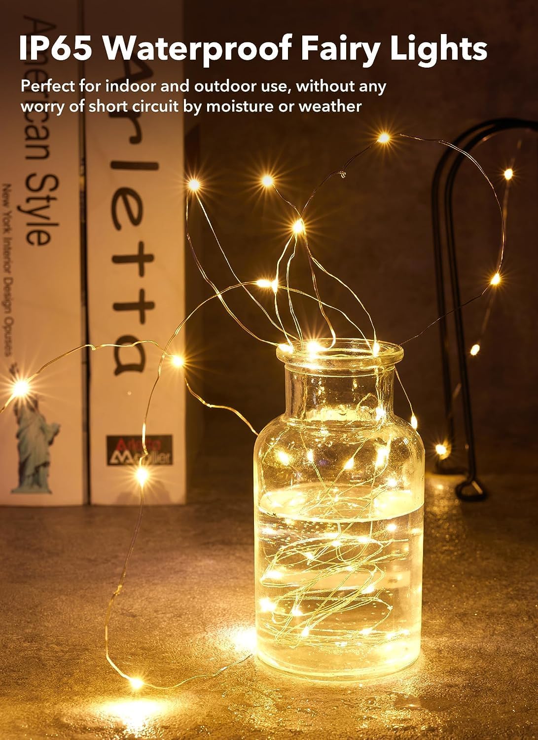 Minetom Paquete de 18 luces de hadas que funcionan con pilas, mini luces LED de 7 pies para manualidades, guirnaldas, tarros, centro de mesa, centro