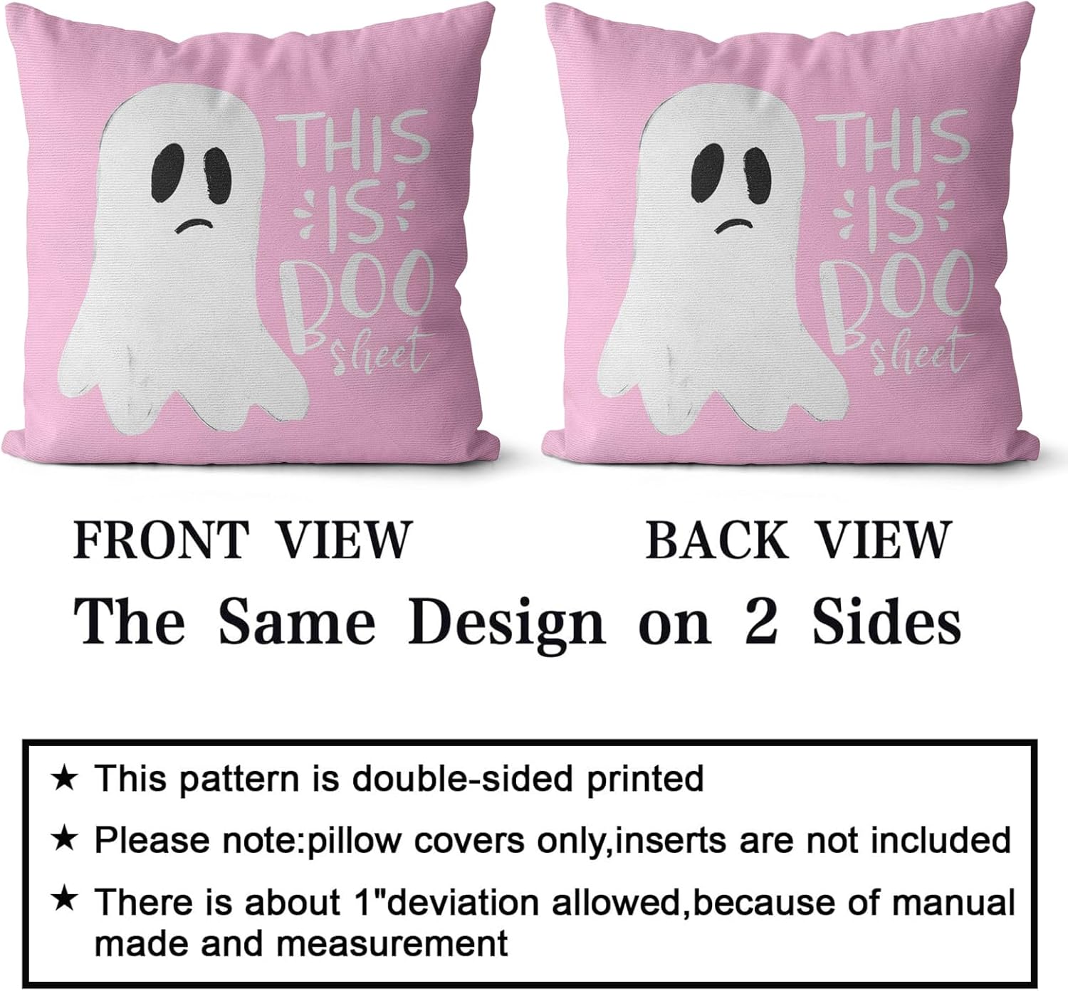 Funda de almohada de Halloween rosa y blanca con fantasma, fundas de almohada lumbar, decoración al aire libre, almohadas decorativas para