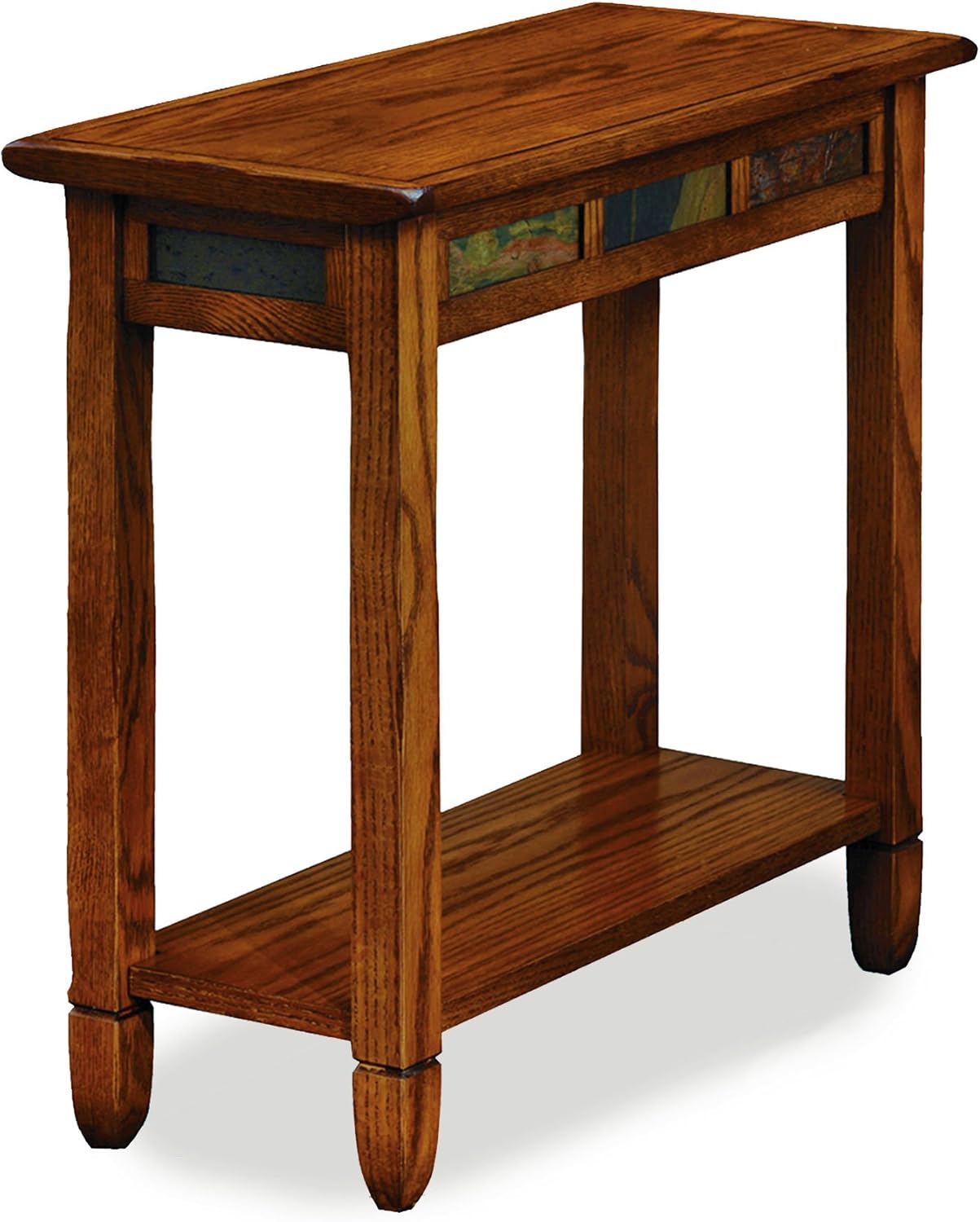 Leick Home 10060 Mesa auxiliar rústica con azulejos de pizarra y estante, roble rústico