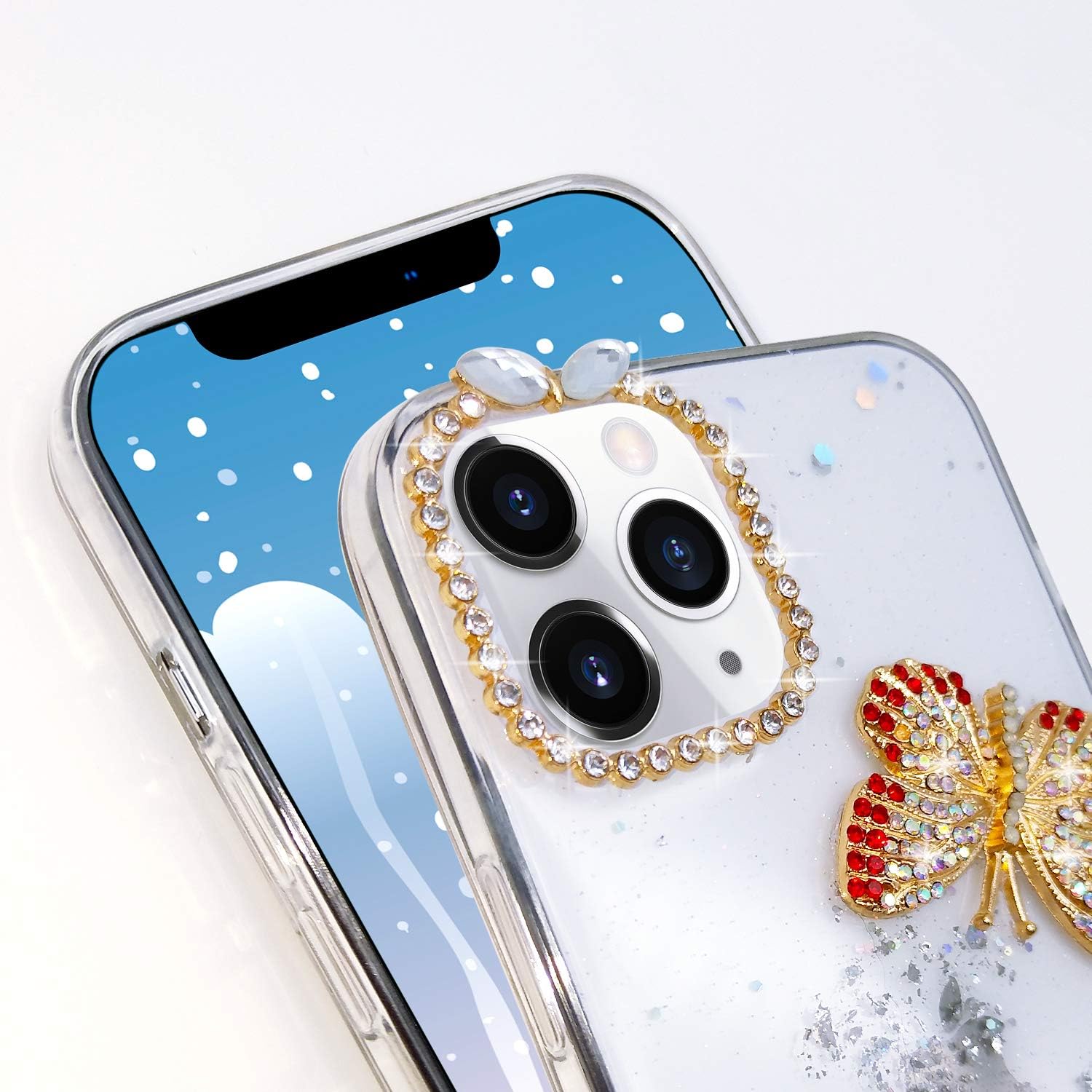 Guppy Compatible con iPhone 13 Pro Max Bling Diamond Case para mujeres y niñas, funda protectora suave y delgada de 6.7 pulgadas con lentejuelas