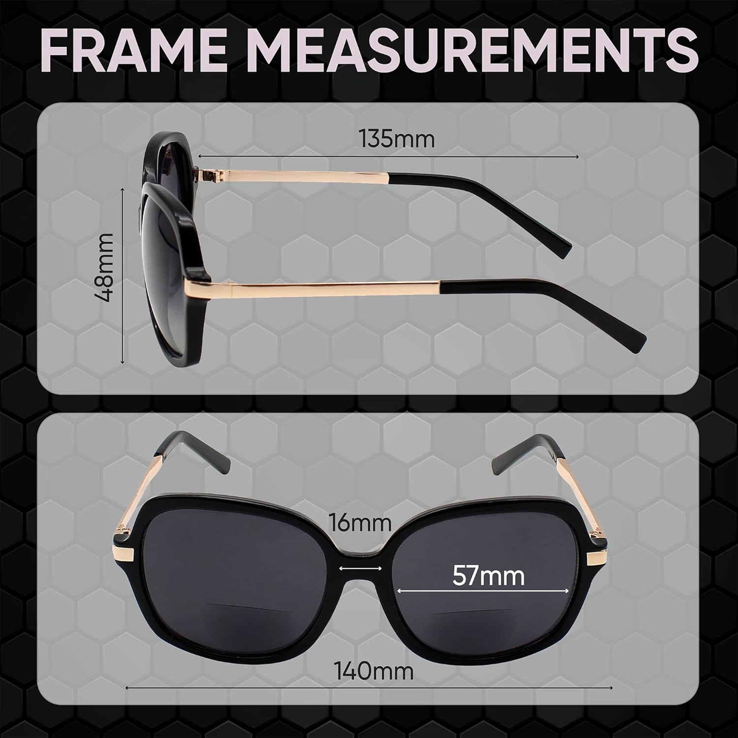 Yogo Vision Gafas de sol bifocales de lectura para mujer, clásicas, cuadradas, UV400, protección solar, lentes de lectura para exteriores +3.5
