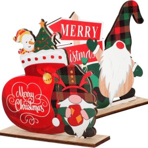 Abaodam 2 adornos de madera de Navidad, letrero de madera de Papá Noel, suministros de fiesta de Navidad, centro de mesa, mesa de fiesta, letrero de Abaodam 2 adornos de madera de Navidad, letrero de madera de Papá Noel, suministros de fiesta de Navidad, centro de mesa, mesa de fiesta, letrero de